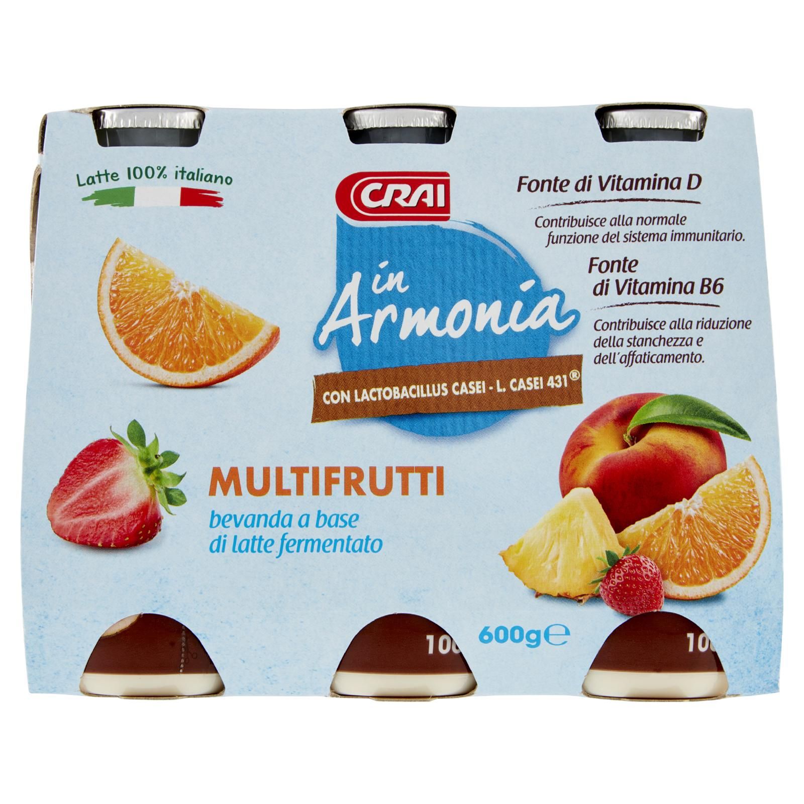 Crai in Armonia Multifrutti bevanda a base di latte fermentato 6 x 100 g