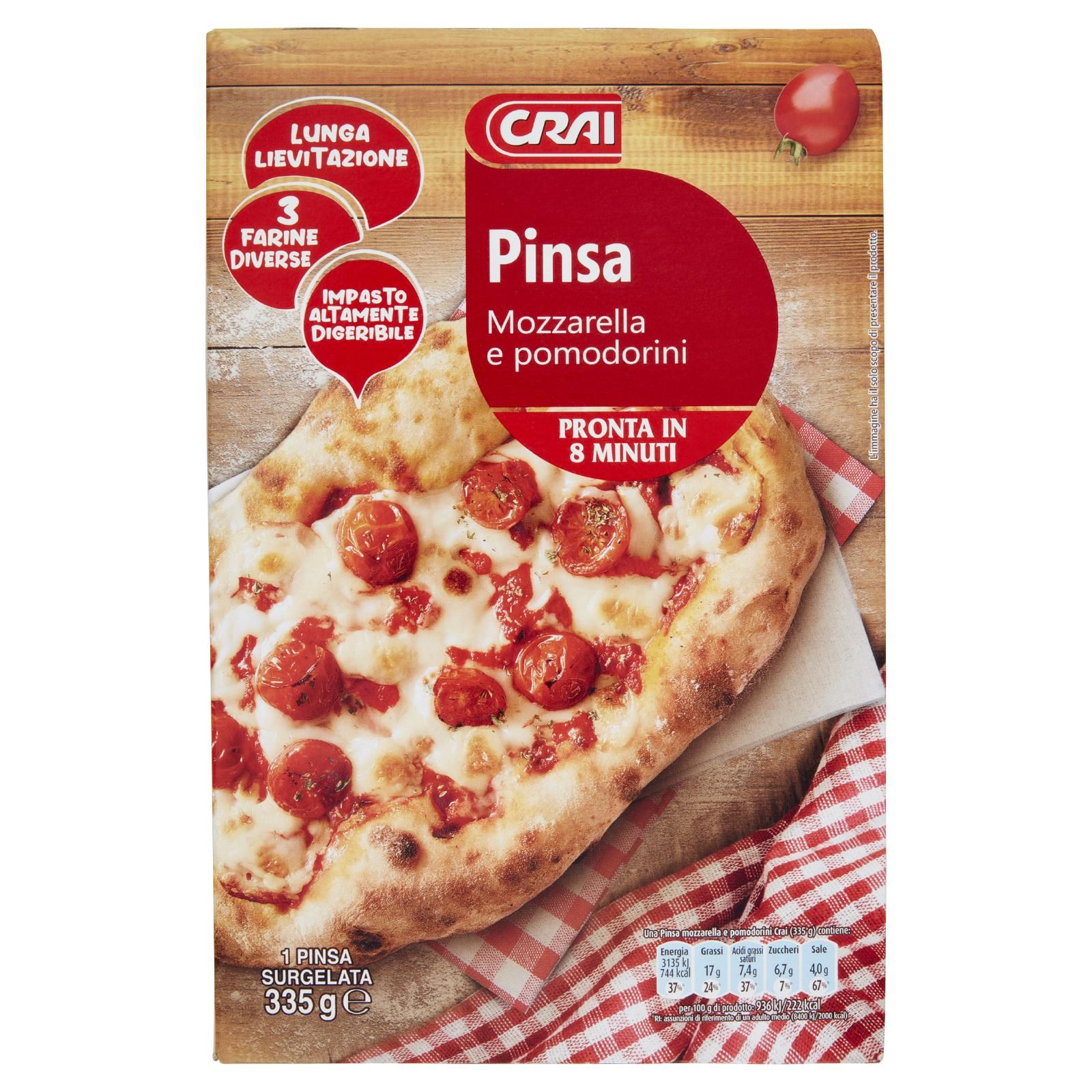 Crai Pinsa Mozzarella e pomodorini Surgelata 335 g
