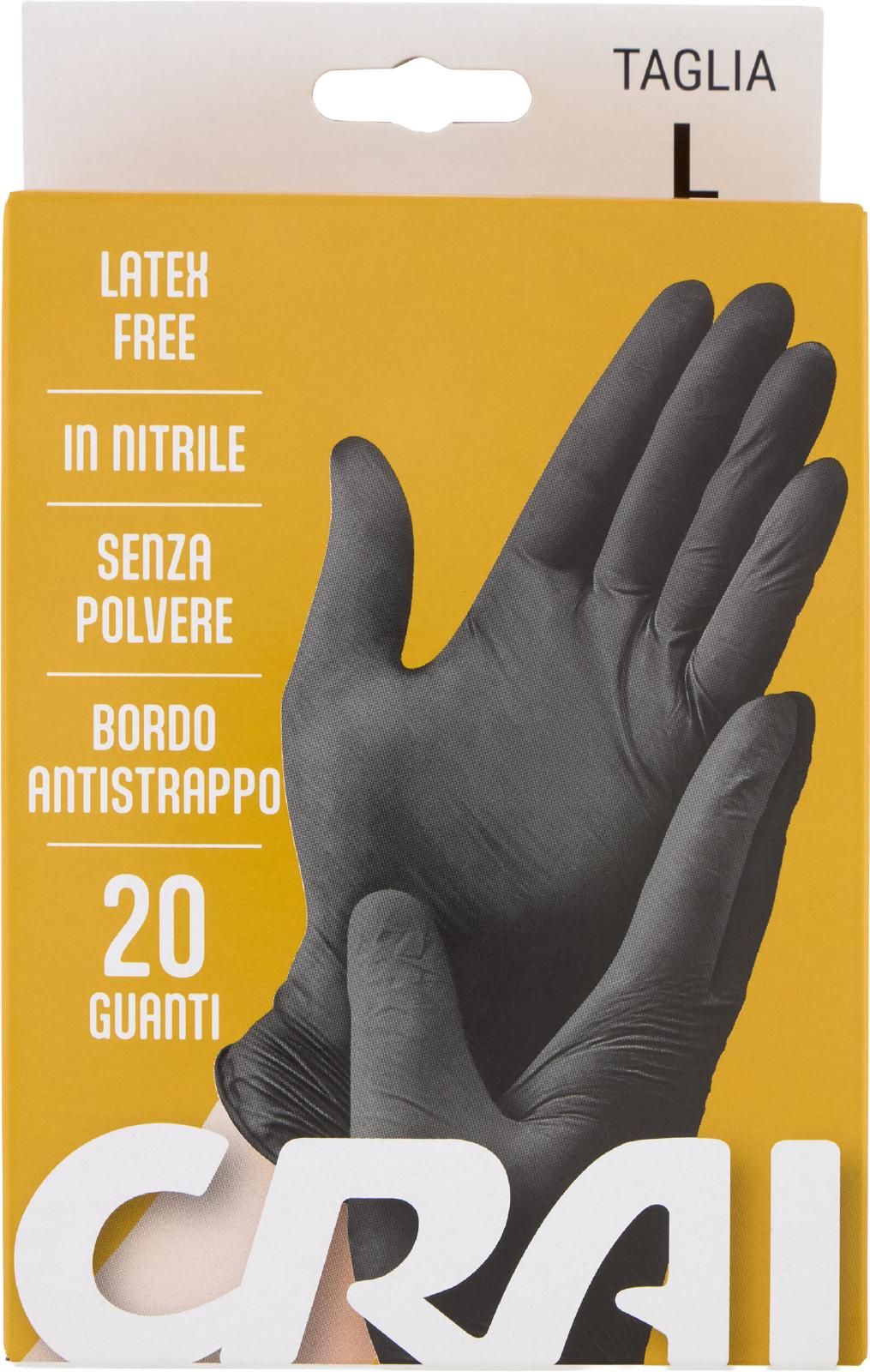 Crai Guanti monouso Latex Free in nitrile Taglia L 20 pz