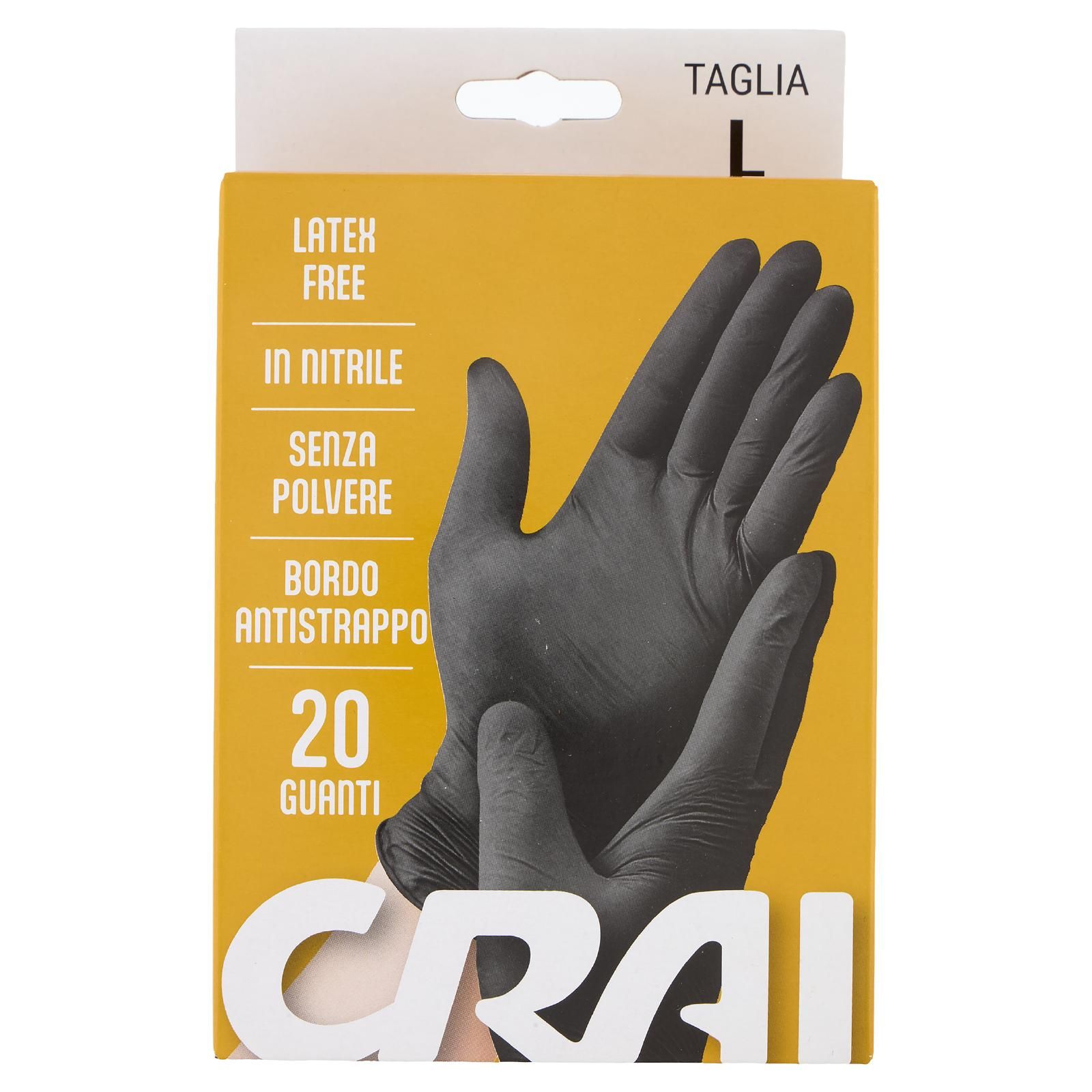 Crai Guanti monouso Latex Free in nitrile Taglia L 20 pz