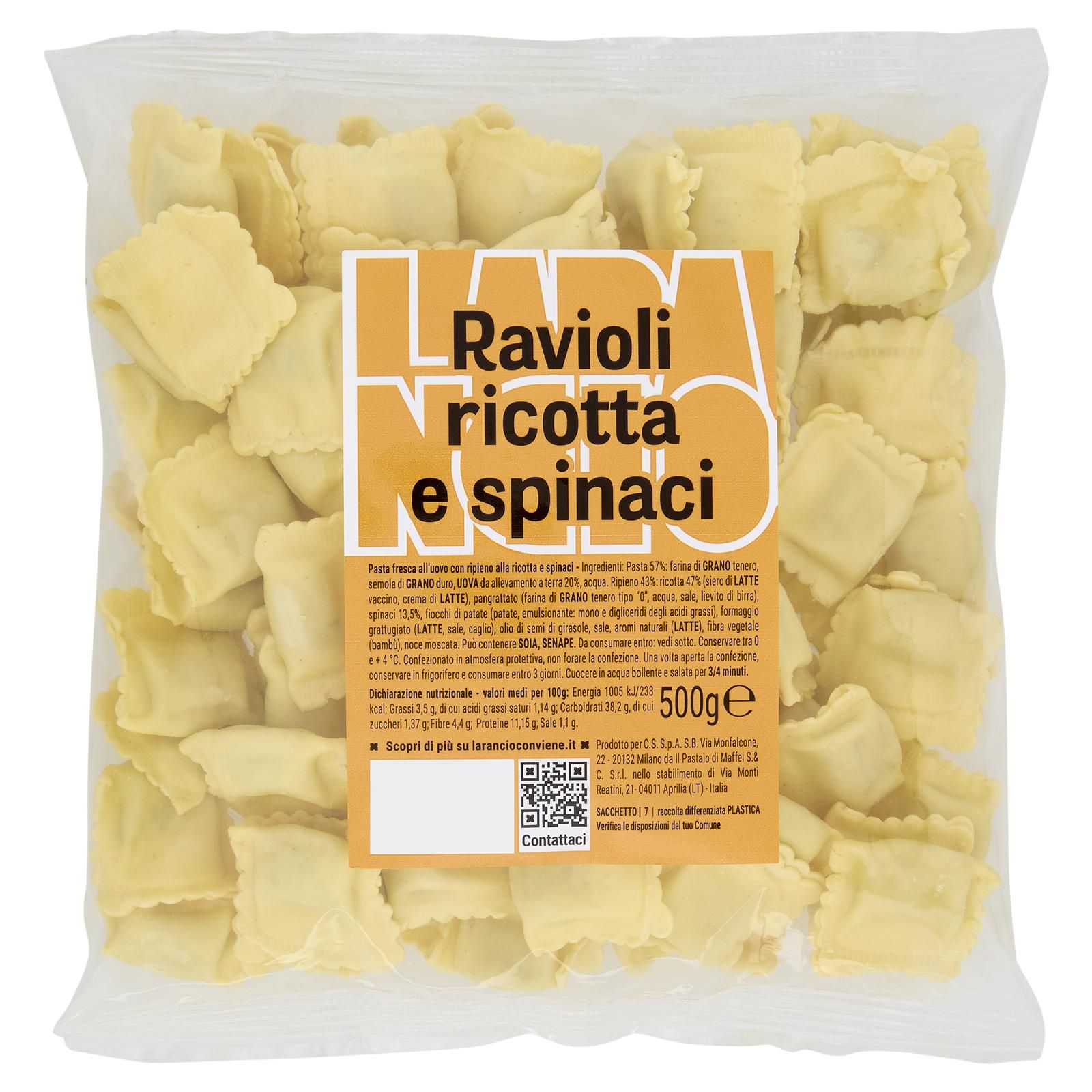 Larancio Ravioli ricotta e spinaci 500 g
