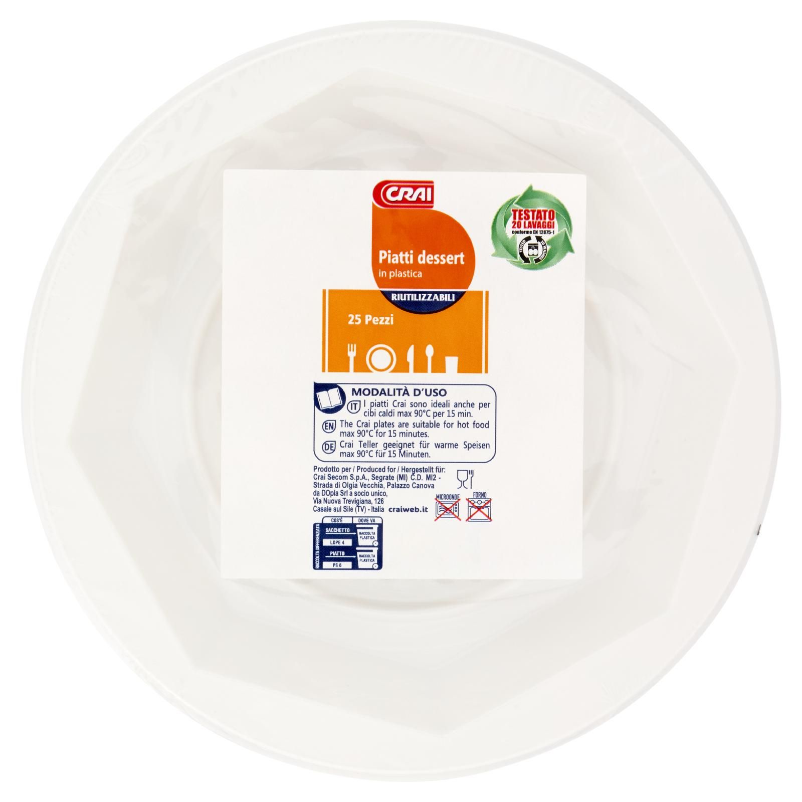 Crai Piatti dessert in plastica Riutilizzabili 25 pz