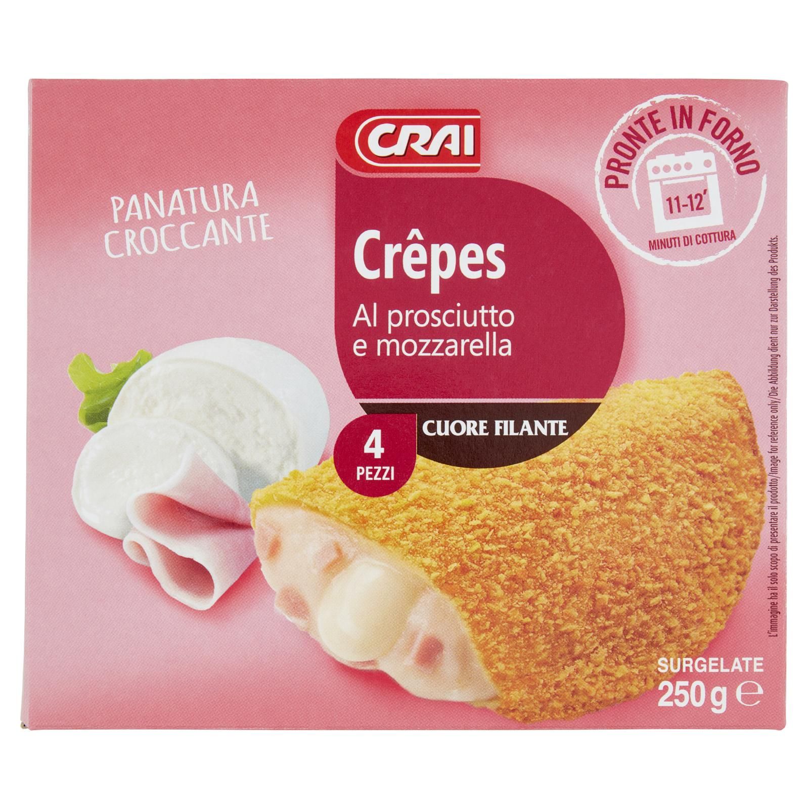 Crai Crêpes al prosciutto e mozzarella Surgelate 4 x 62,5 g