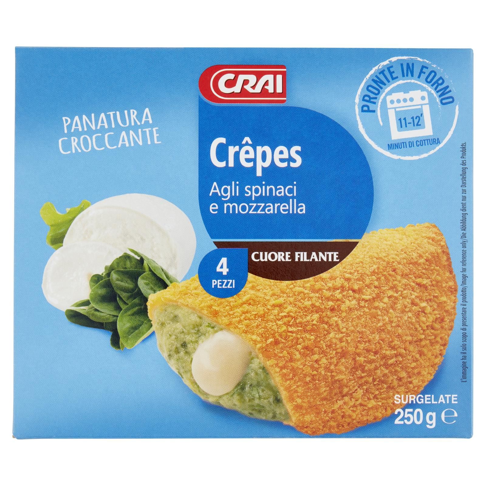 Crai Crêpes agli spinaci e mozzarella Surgelate 4 x 62,5 g