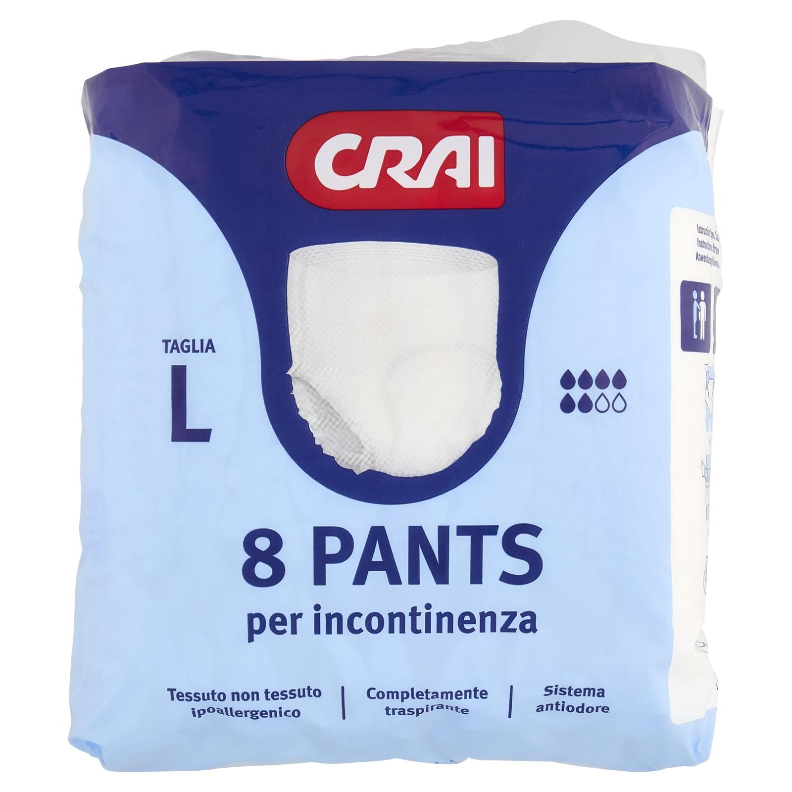 Crai Pants per incontinenza Taglia L 8 pz