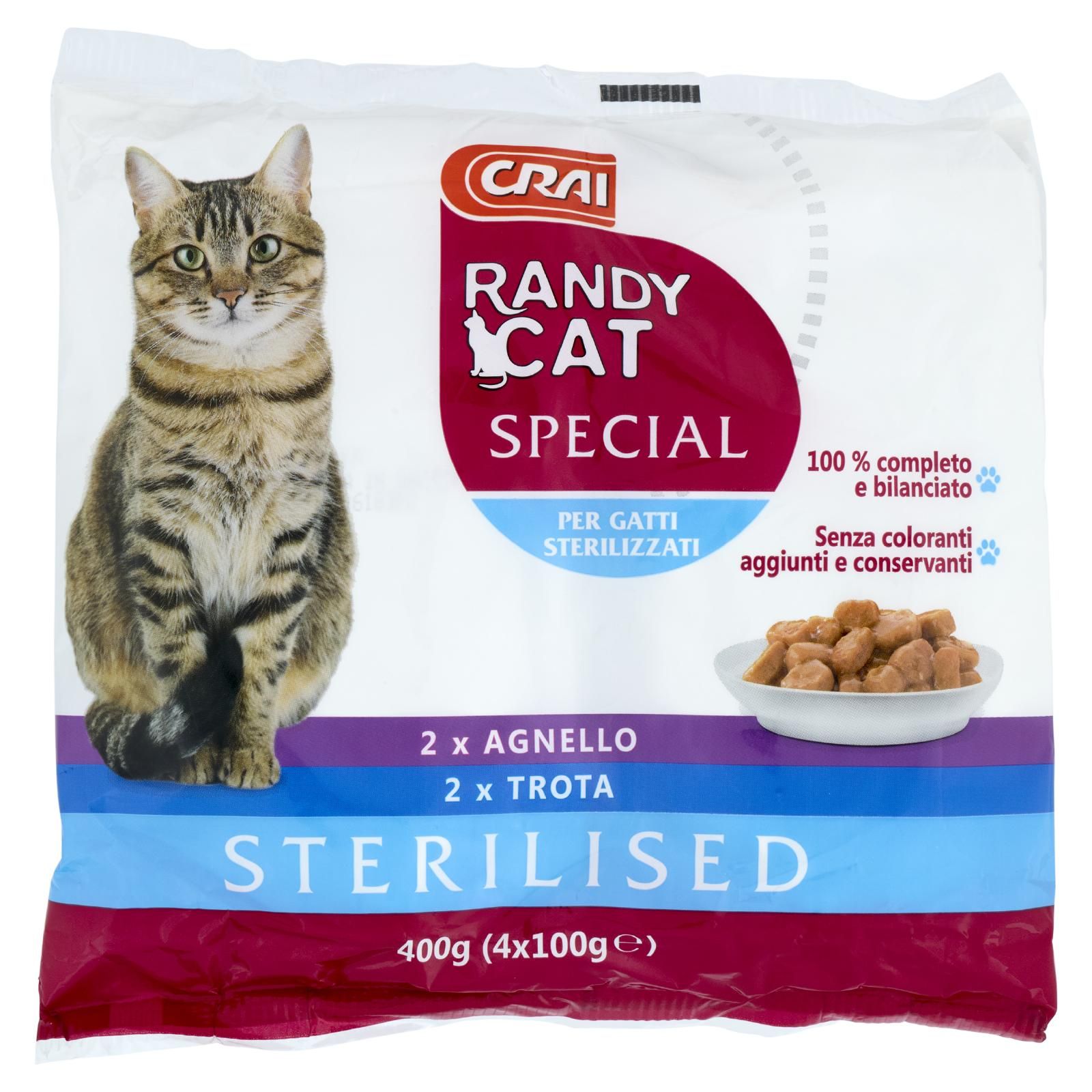 Crai Randy Cat Special Sterilised Agnello - Trota 4 x 100 g