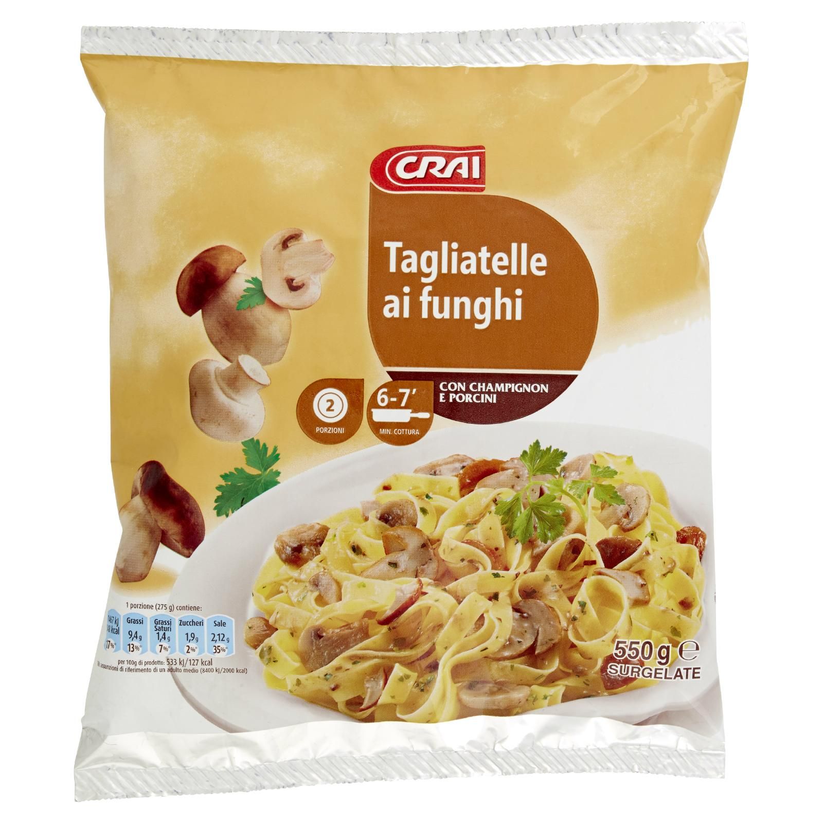 Crai Tagliatelle ai funghi Con Champignon E Porcini Surgelate 550 g
