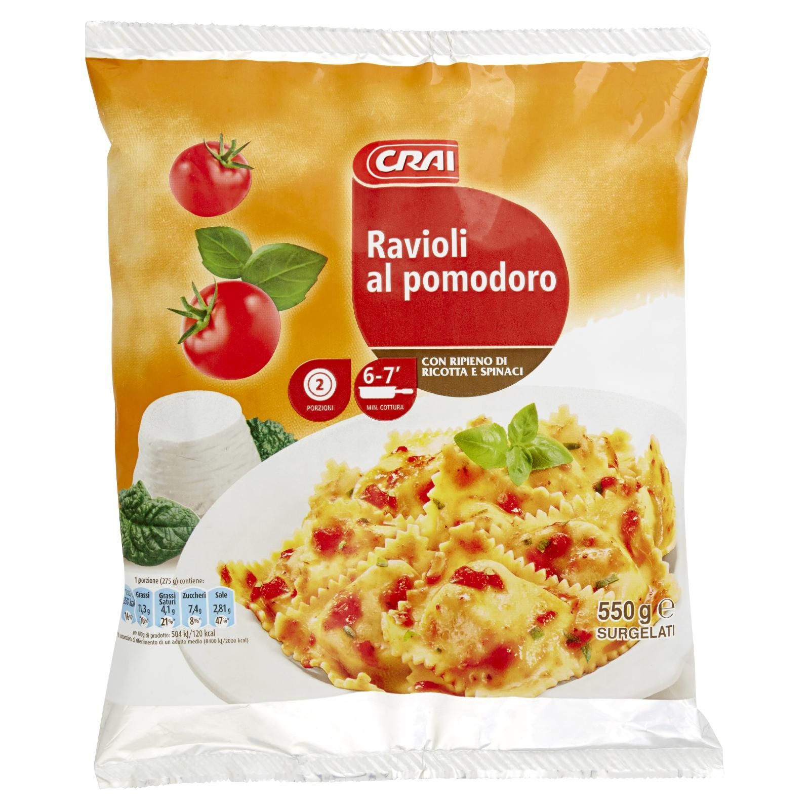Crai Ravioli al pomodoro Con Ripieno Di Ricotta E Spinaci Surgelati 550 g