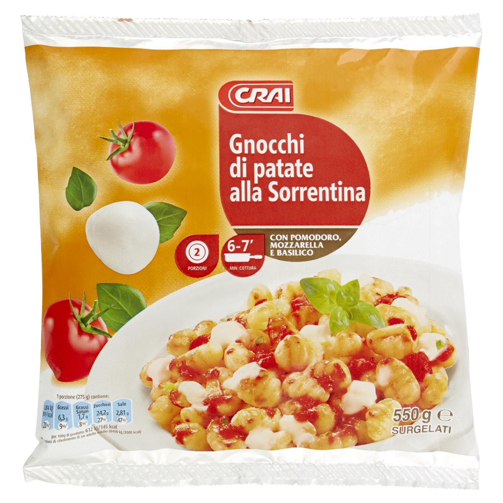 Crai Gnocchi di patate alla Sorrentina Con Pomodoro, Mozzarella E Basilico Surgelati 550 g