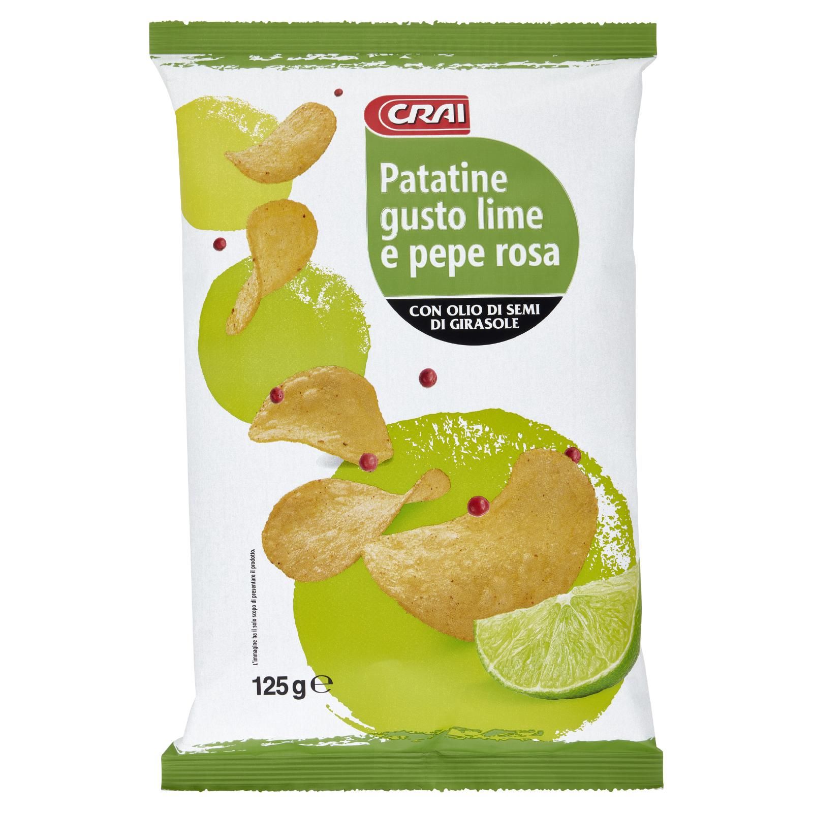 Crai Patatine gusto lime e pepe rosa 125 g