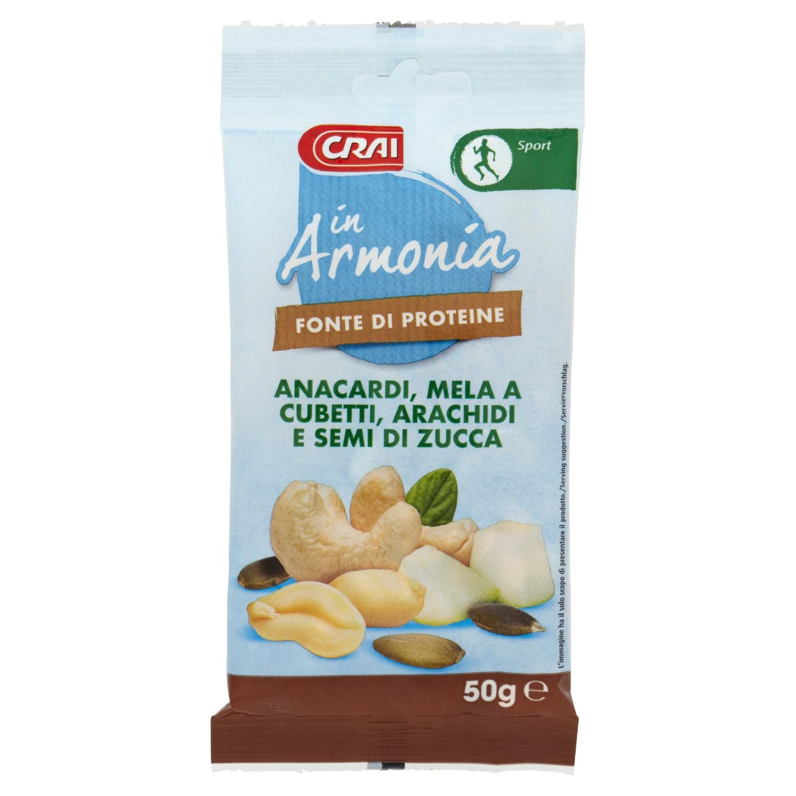 Crai in Armonia Anacardi, Mela A Cubetti, Arachidi E Semi Di Zucca 50 g