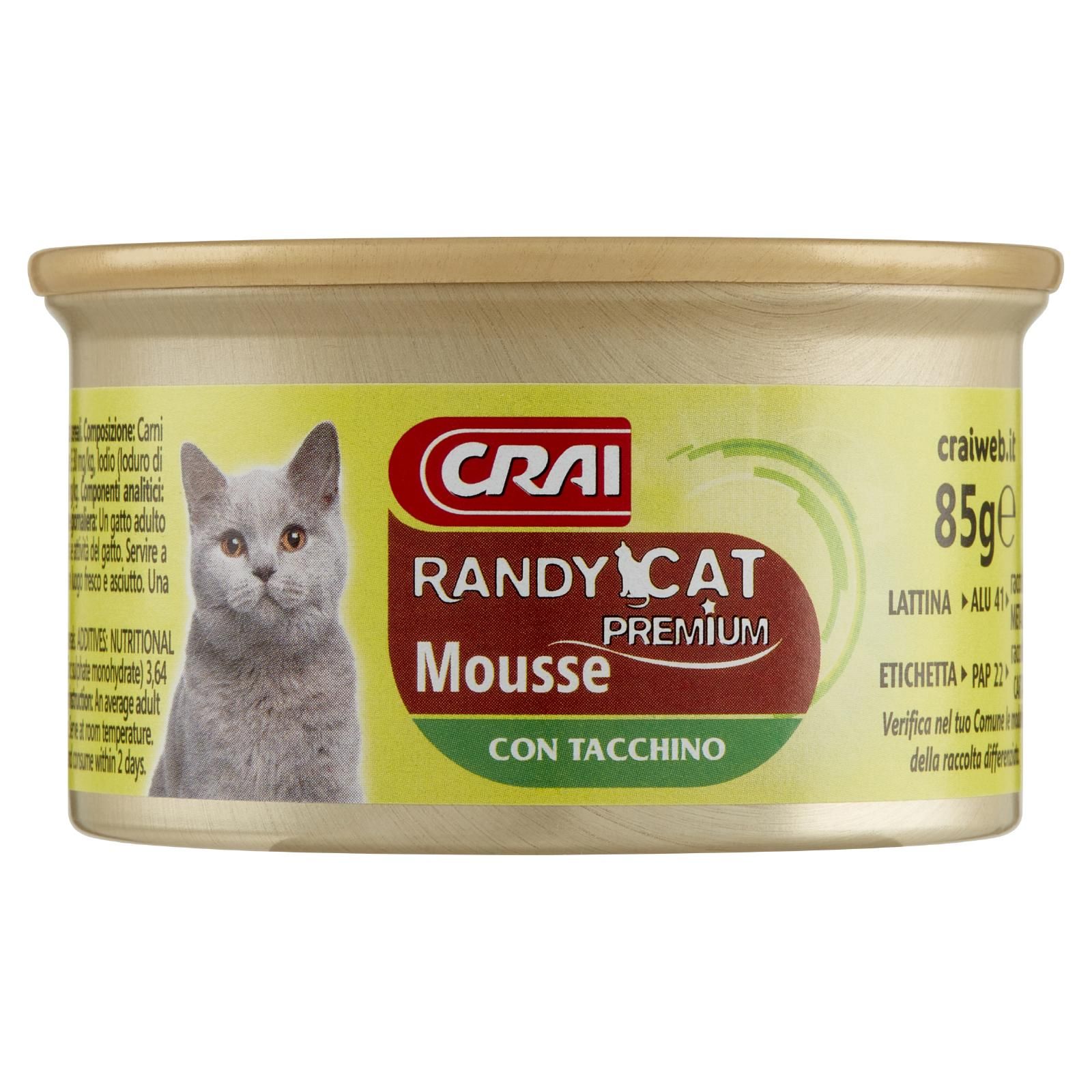 Crai Randy Cat Premium Mousse Con Tacchino 85 g