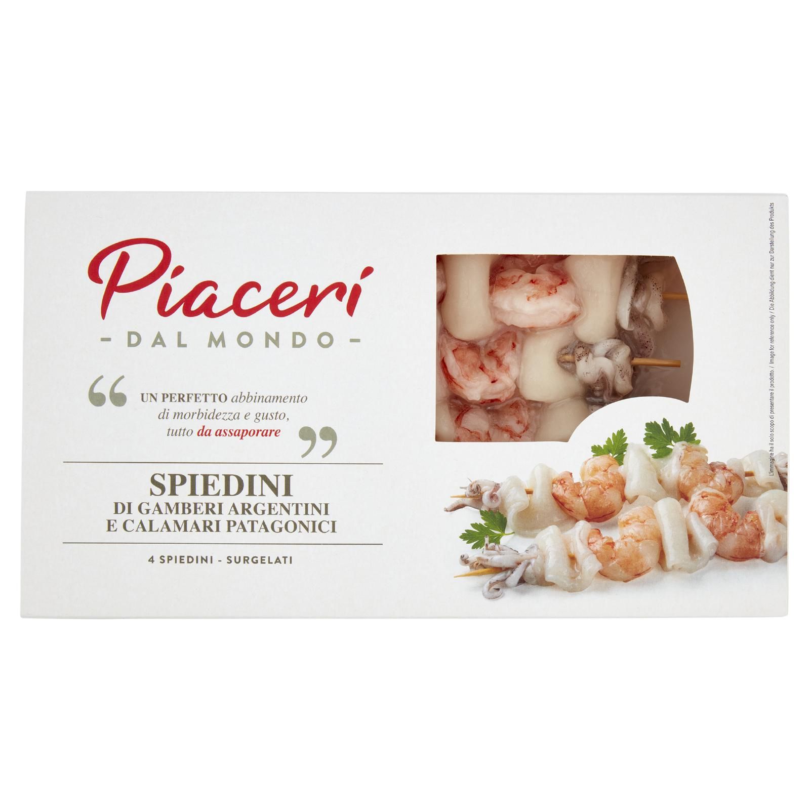 Piaceri dal Mondo Spiedini di Gamberi Argentini e Calamari Patagonici 320 g