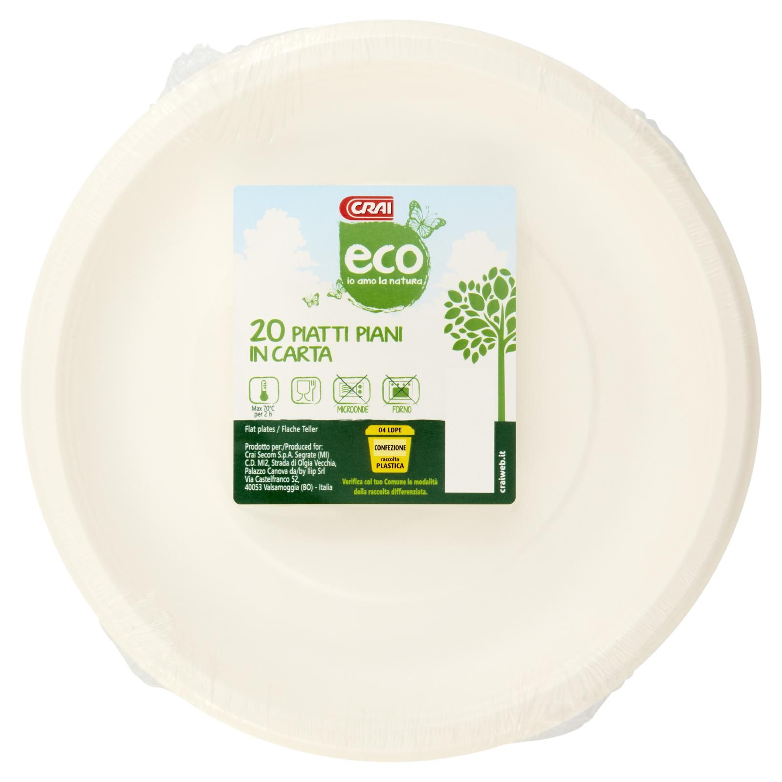Crai eco Piatti Piani in Carta 20 pz