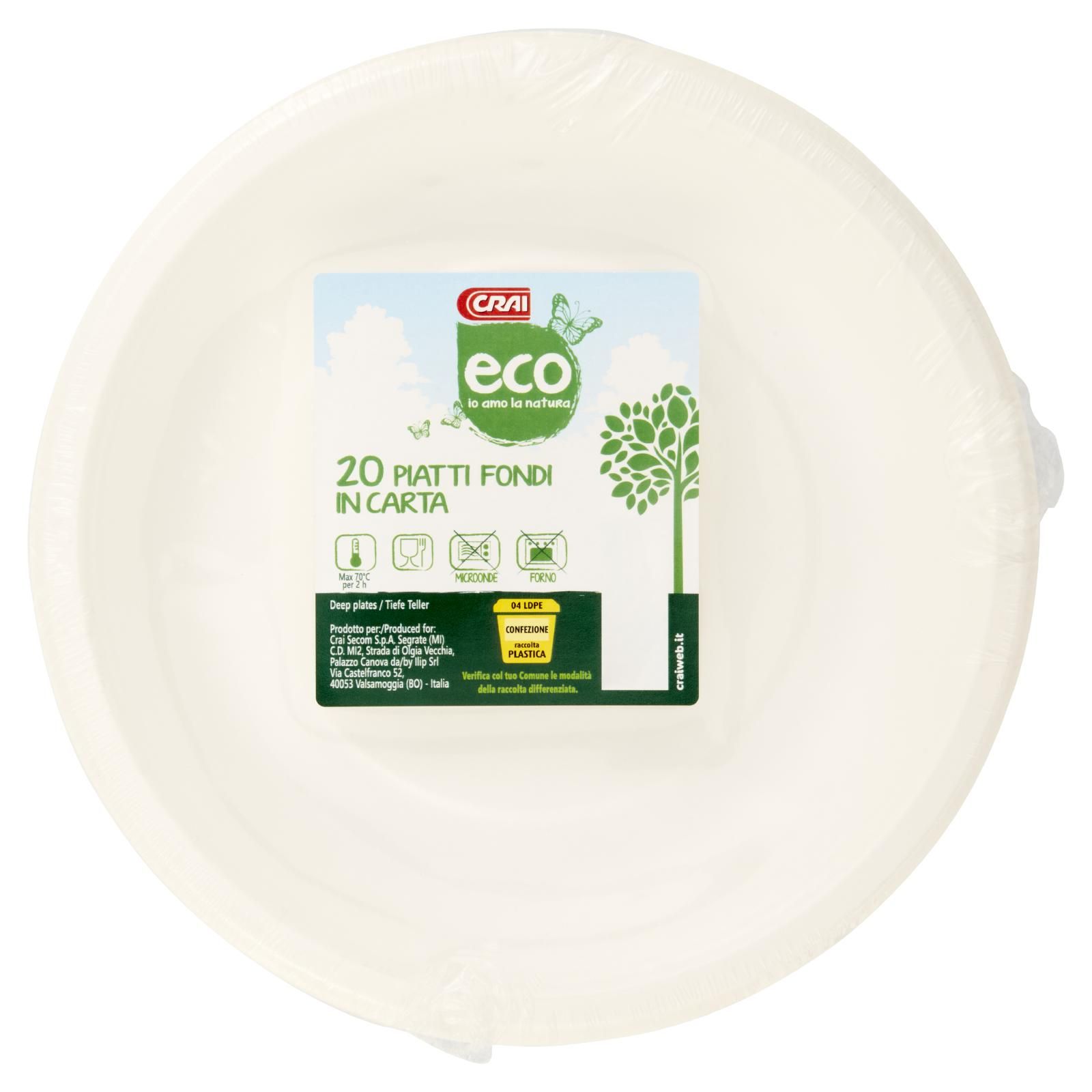 Crai eco Piatti Fondi in Carta 20 pz
