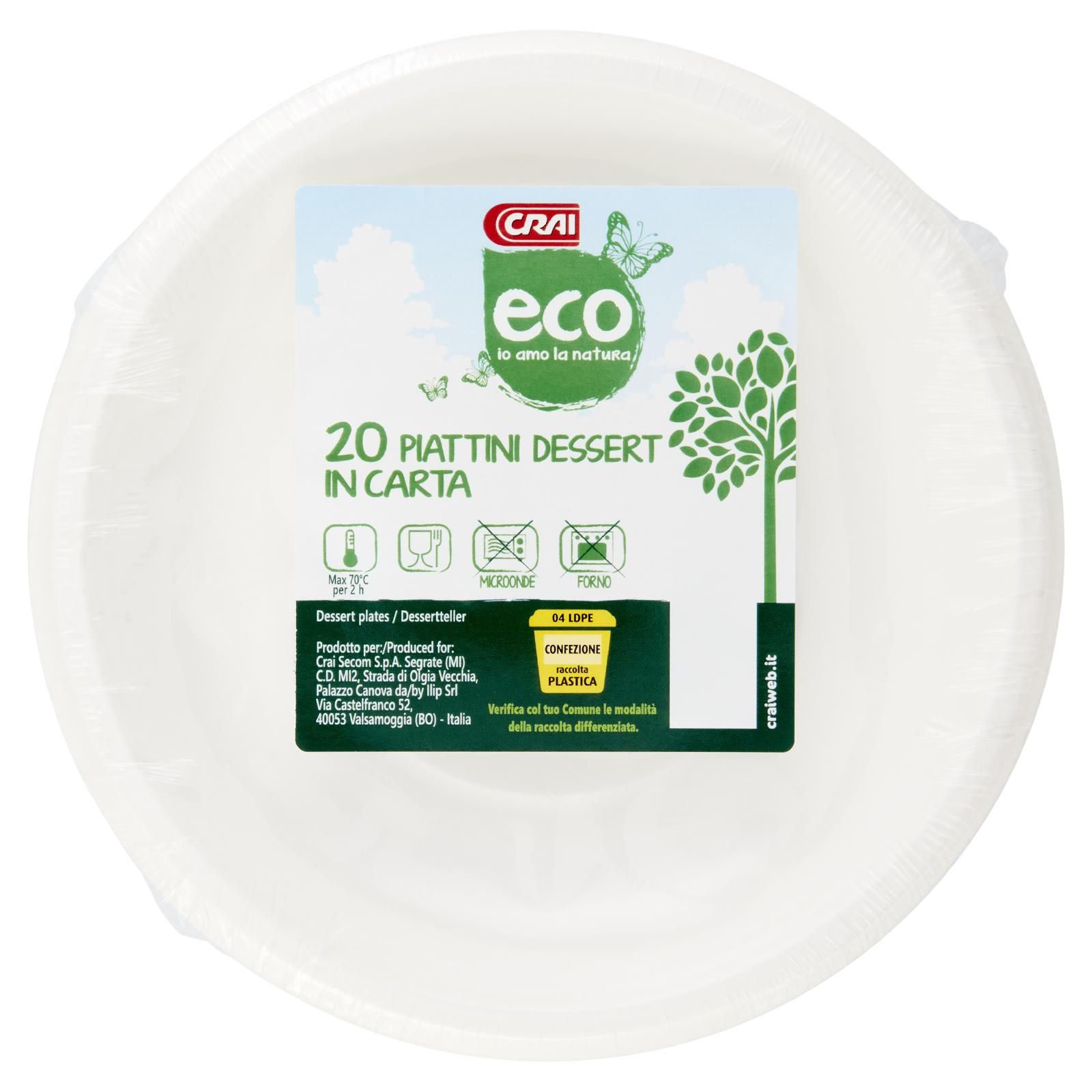 Crai eco Piatti Dessert in Carta 20 pz