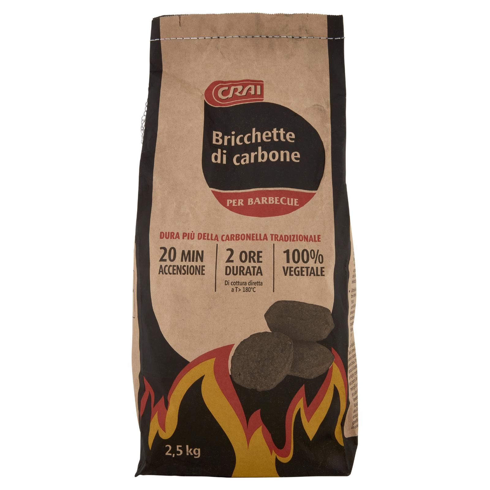 Crai Bricchette di carbone per Barbecue 2,5 kg