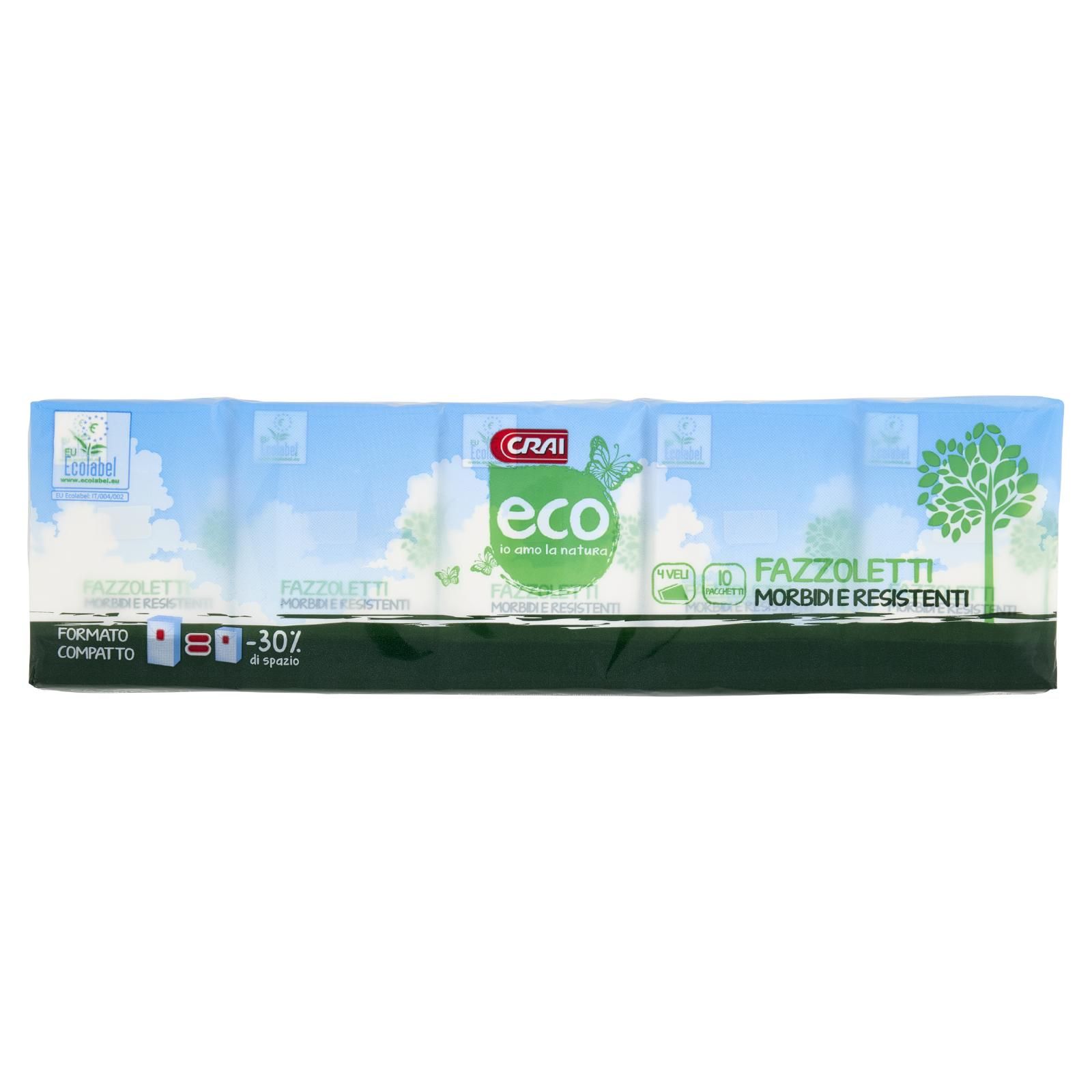 Crai eco Fazzoletti 4 Veli Formato Compatto 10 pz