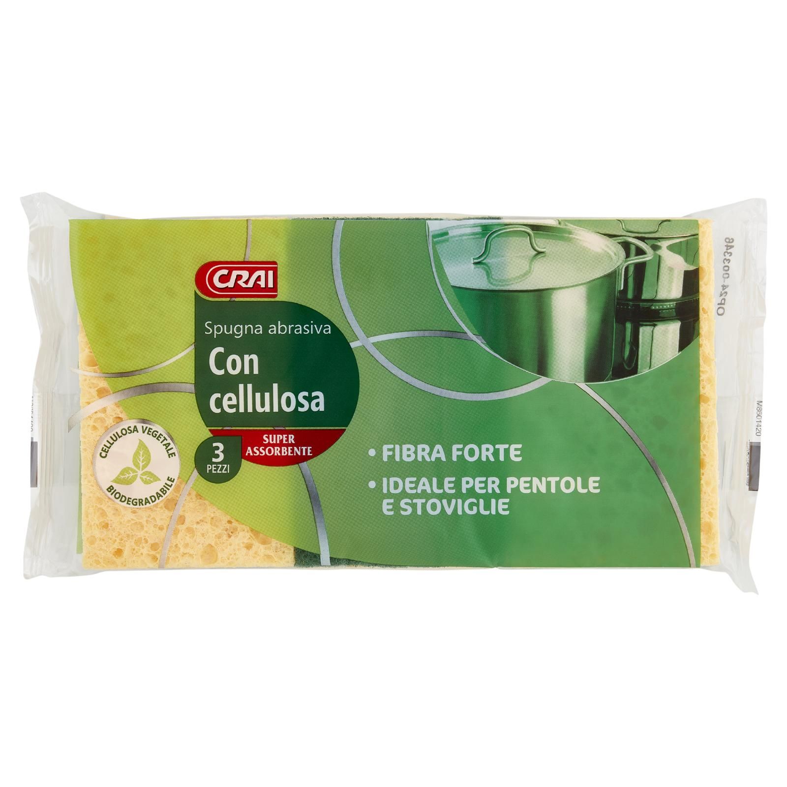 Crai Spugna abrasiva con cellulosa 3 pz