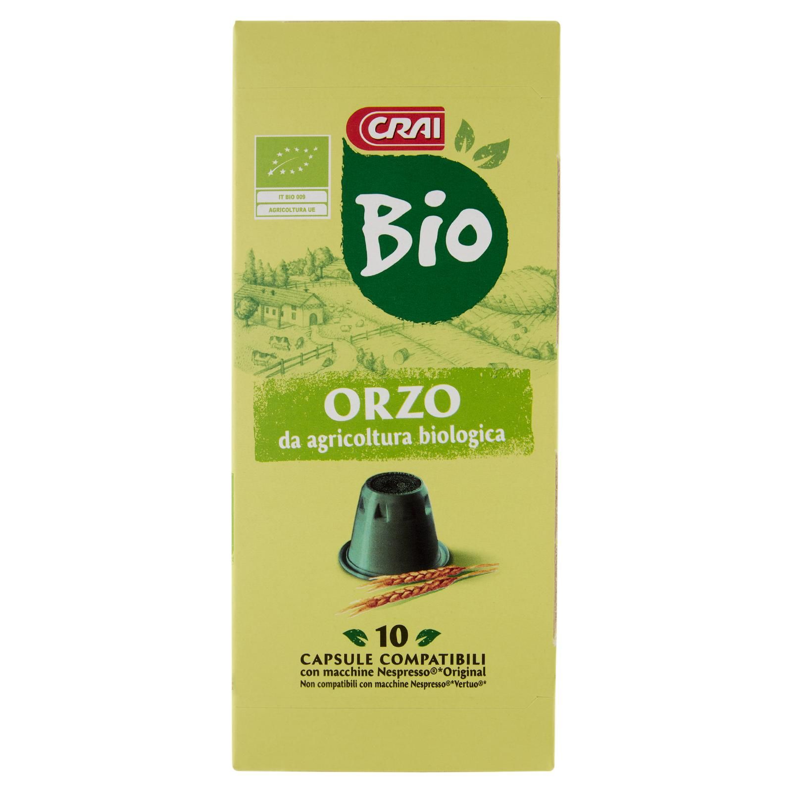 Crai Bio Orzo da agricoltura biologica Capsule Compatibili con macchine Nespresso Original 10 x 2,5g