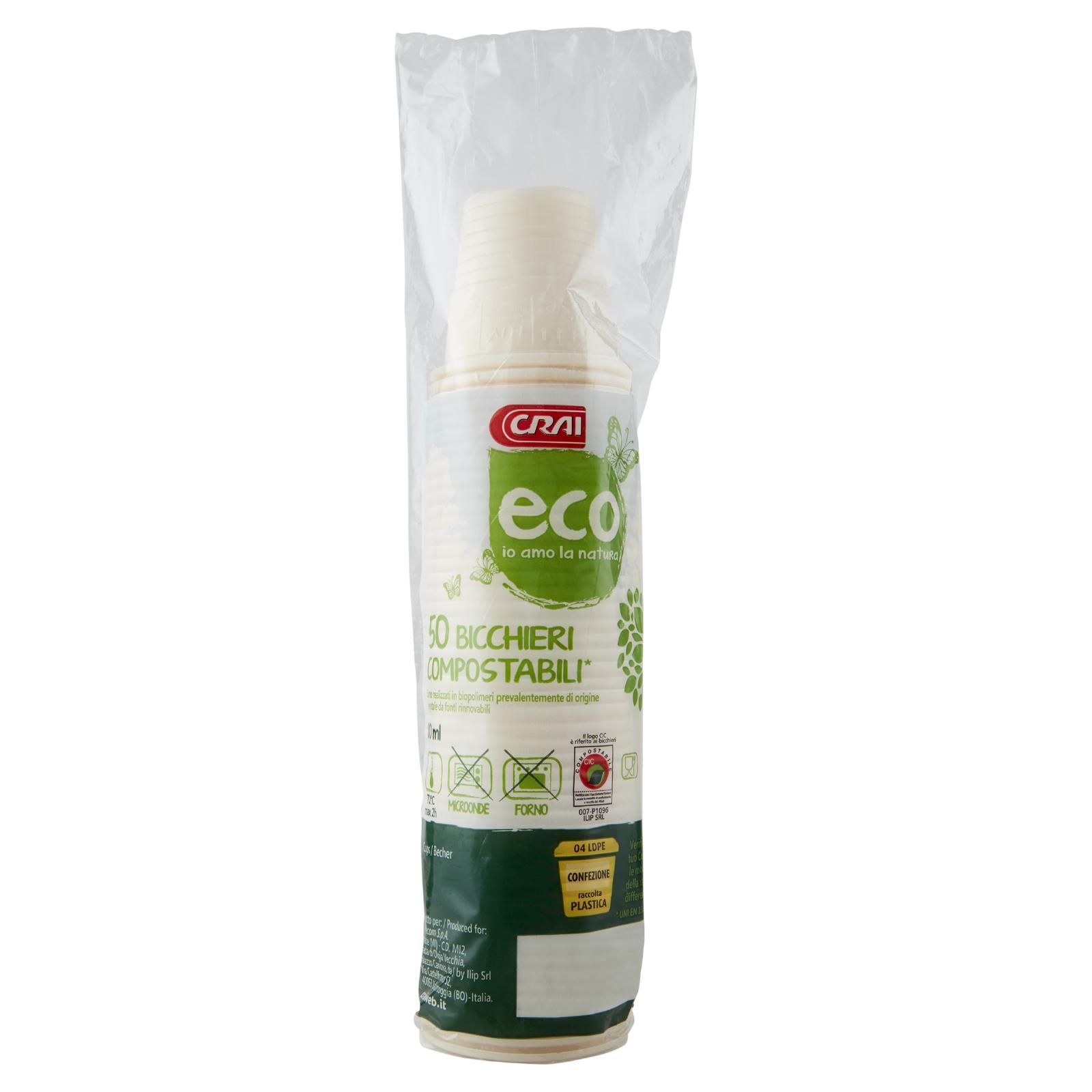Crai eco Bicchieri Compostabili* 80 ml 50 pz