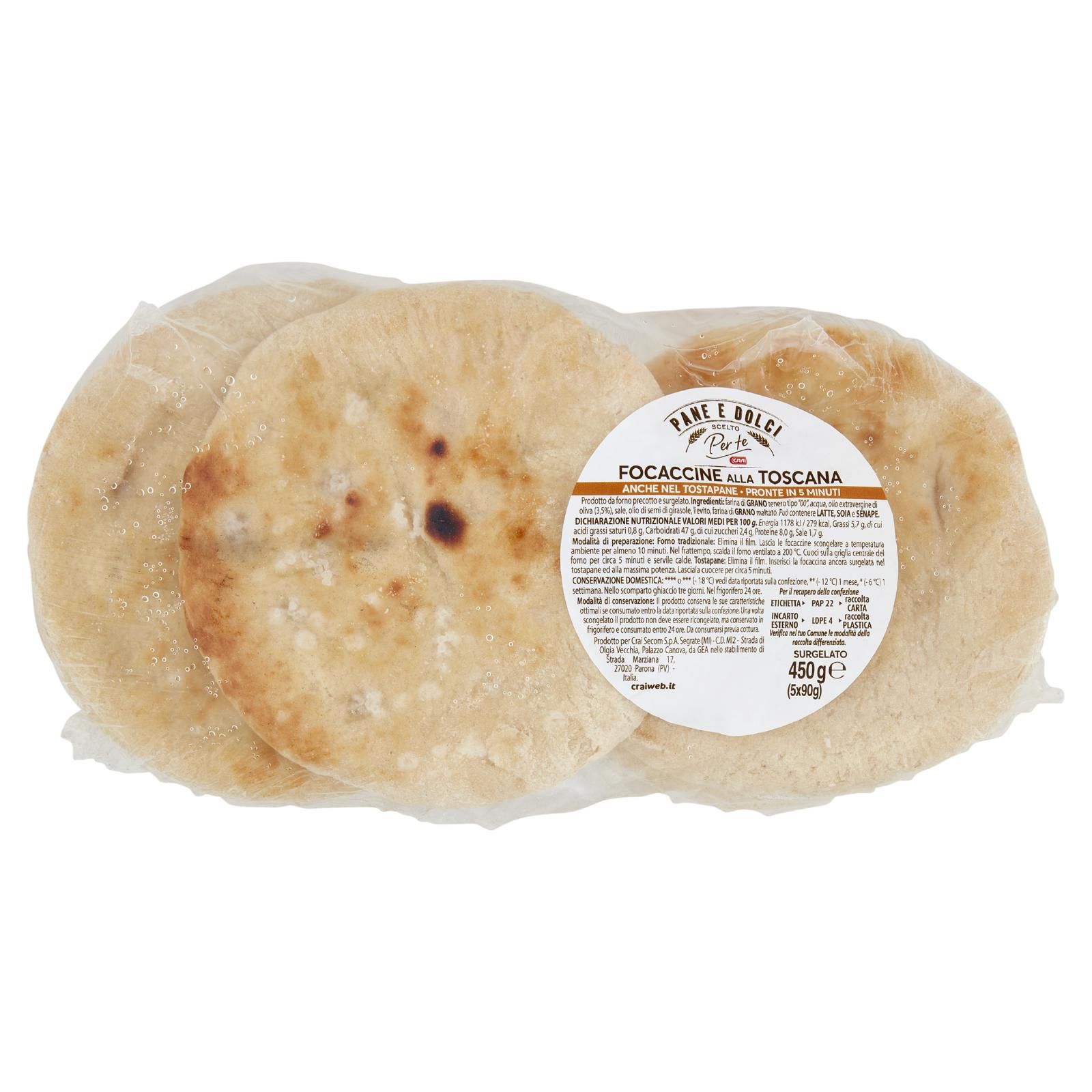 Crai Scelto Per te Focaccine alla Toscana Surgelato 5 x 90 g