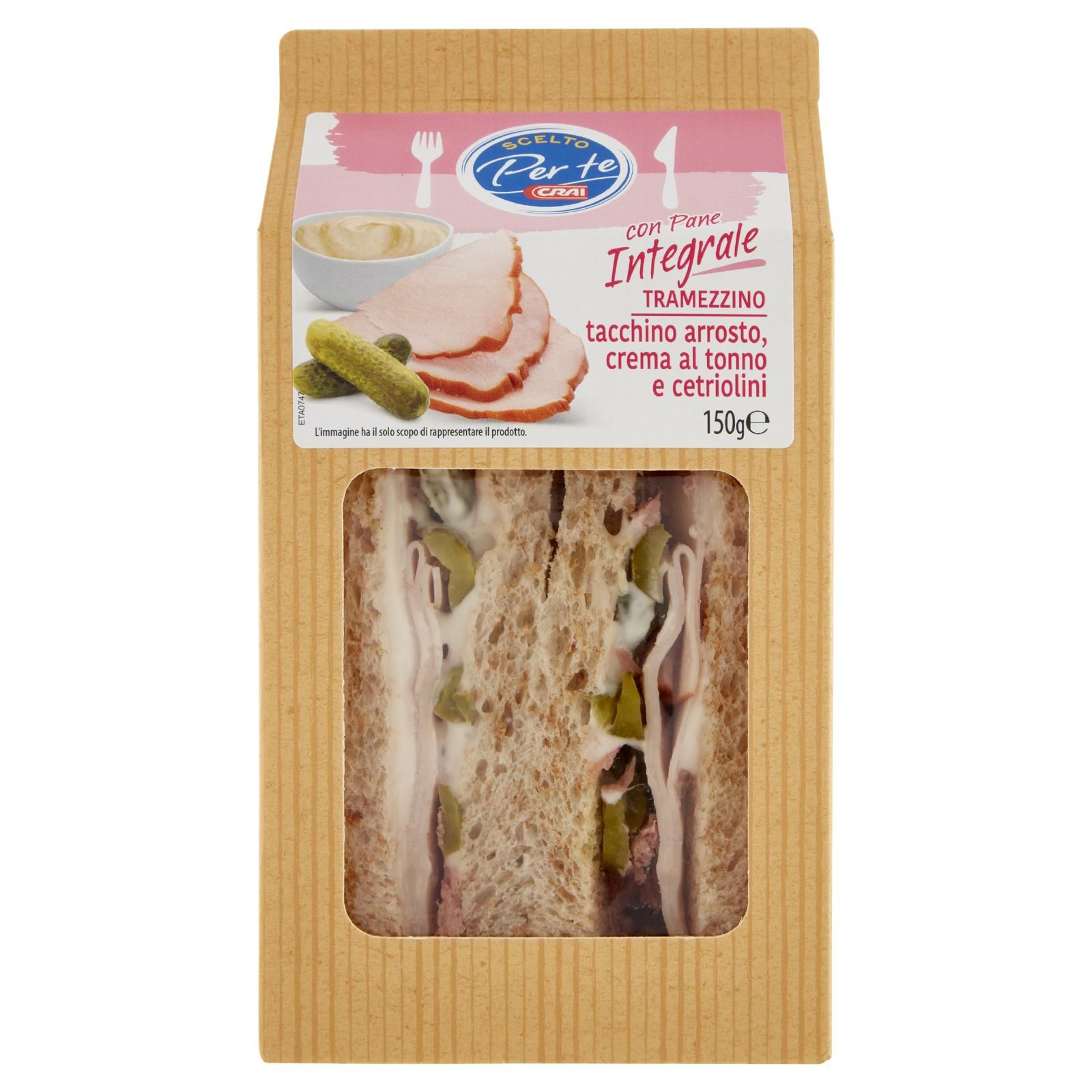 Crai Scelto Per te Tramezzino tacchino arrosto, crema al tonno e cetriolini 150 g