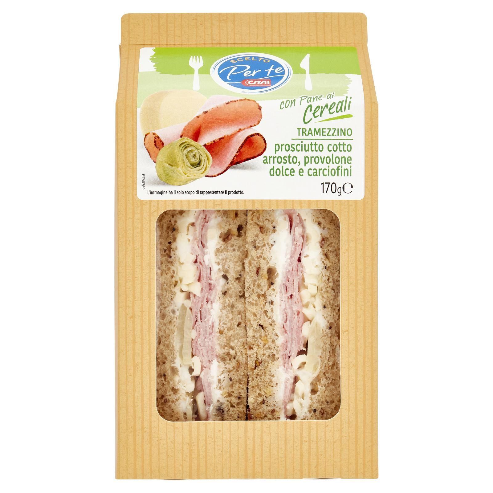 Crai Scelto Per te Tramezzino prosciutto cotto arrosto, provolone dolce e carciofini 170 g