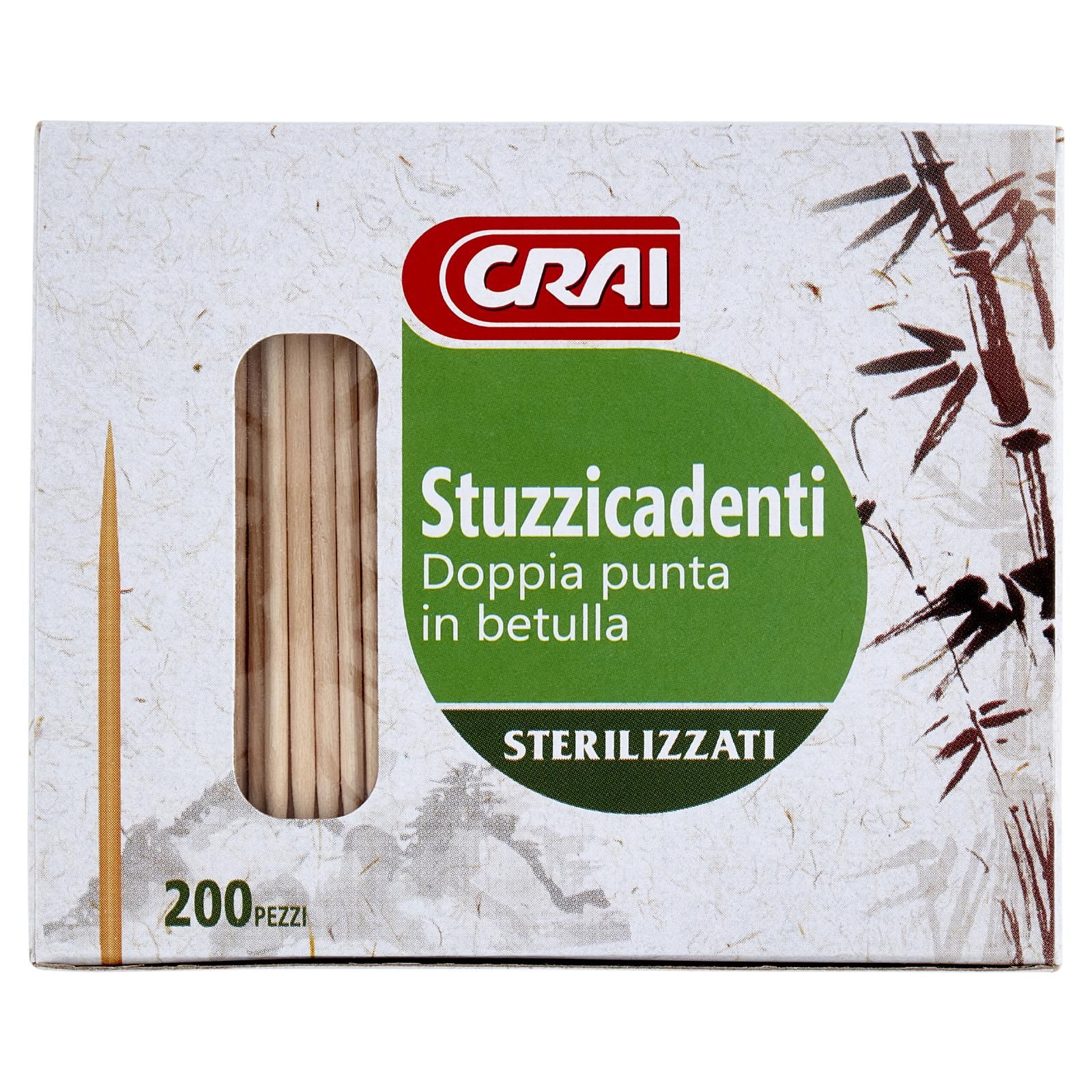 Crai Stuzzicadenti Doppia punta in betulla 200 pz