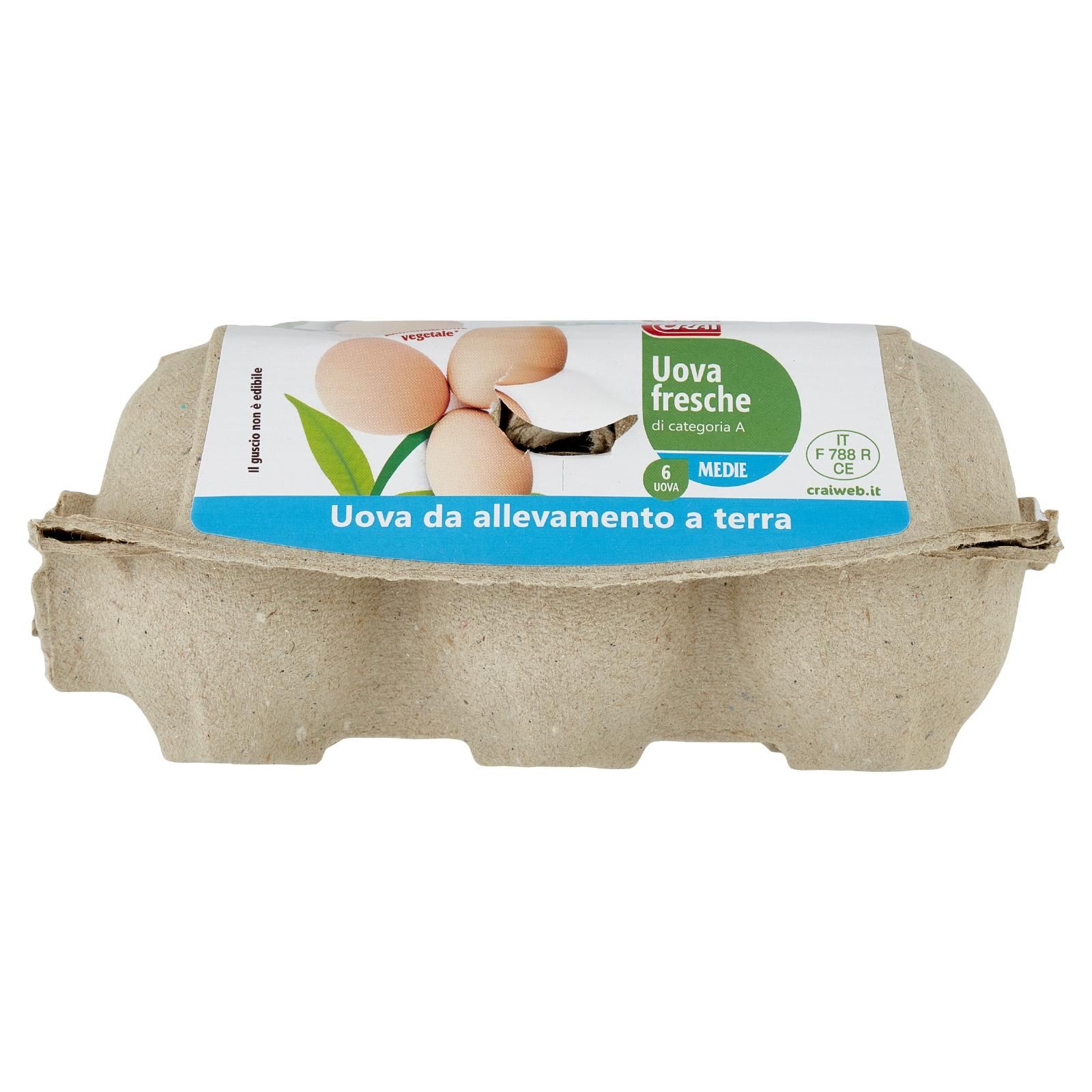 Crai Uova fresche di categoria A Medie 6 Uova da allevamento a terra