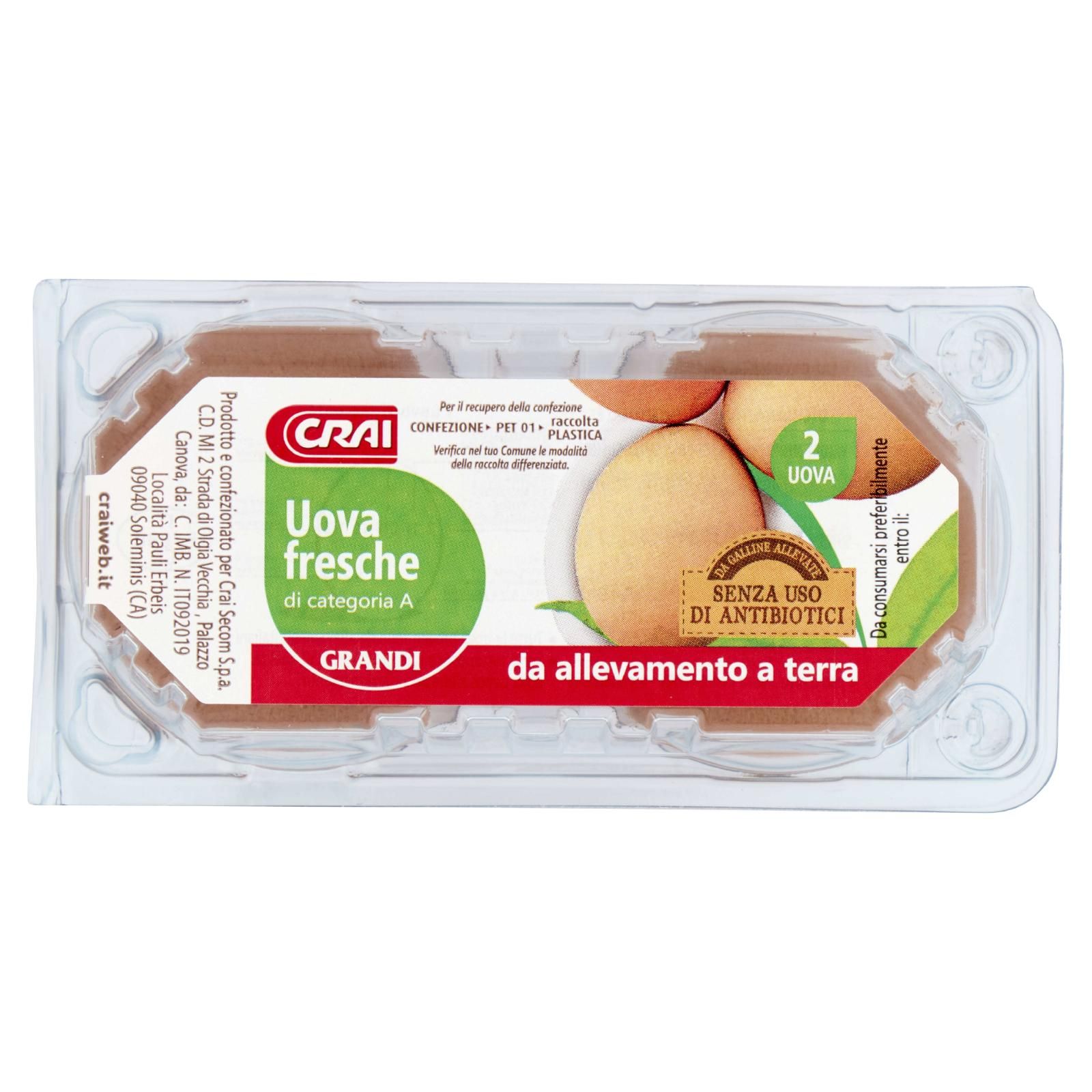 Crai Uova fresche di categoria A Grandi 2 Uova da allevamento a terra