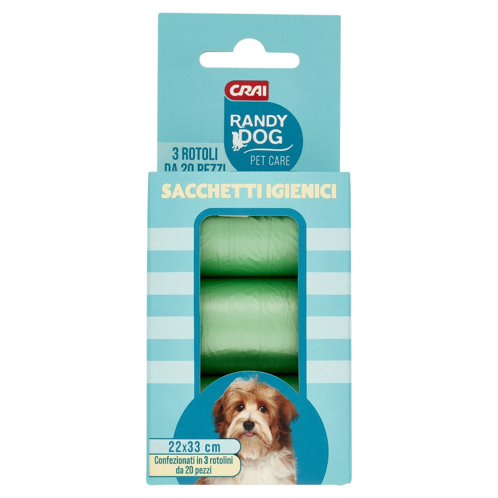 Crai Randy Dog Pet Care Sacchetti Igienici 3 Rotoli 20 pz