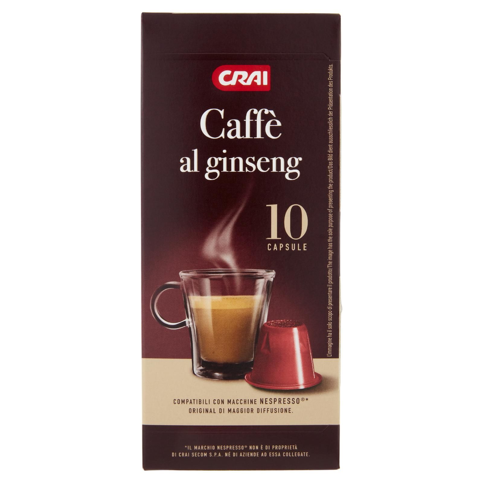 Crai Caffè al ginseng 10 Capsule Compatibili Con Macchine Nespresso*10 x 7 g