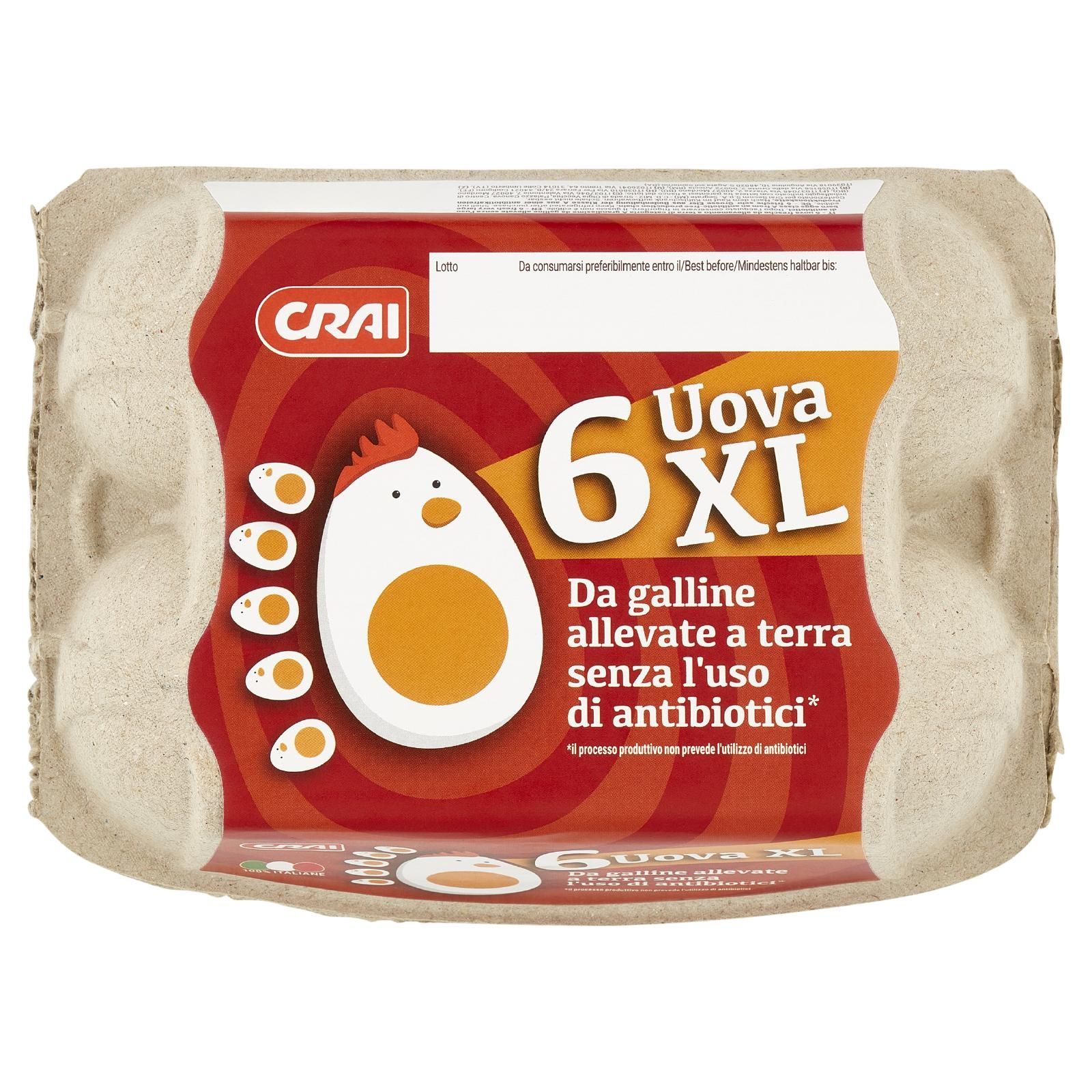 Crai 6 Uova XL Da galline allevate a terra senza l'uso di antibiotici*