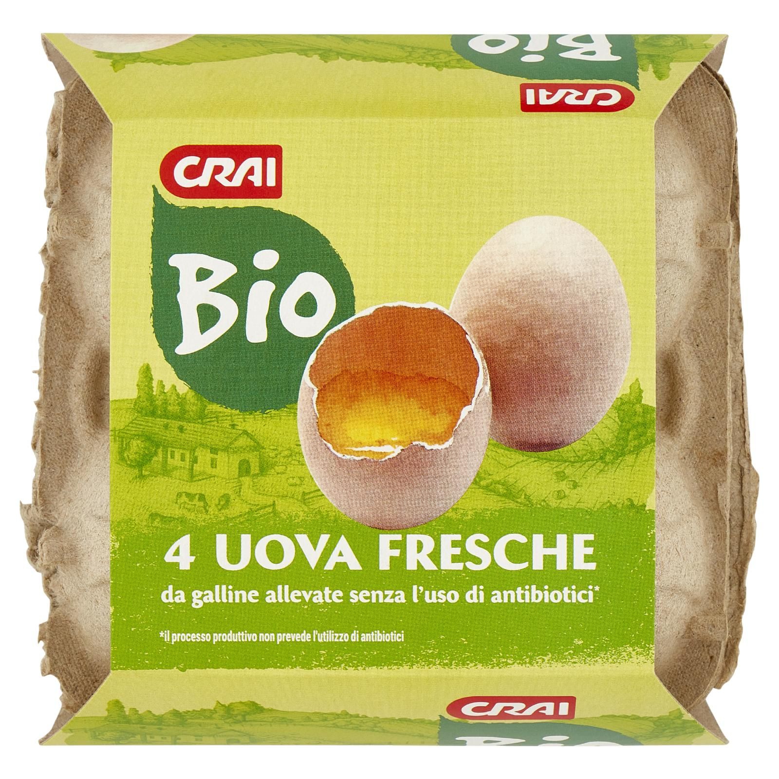 Crai Bio 4 Uova Fresche da galline allevate senza l'uso di antibiotici* 220 g
