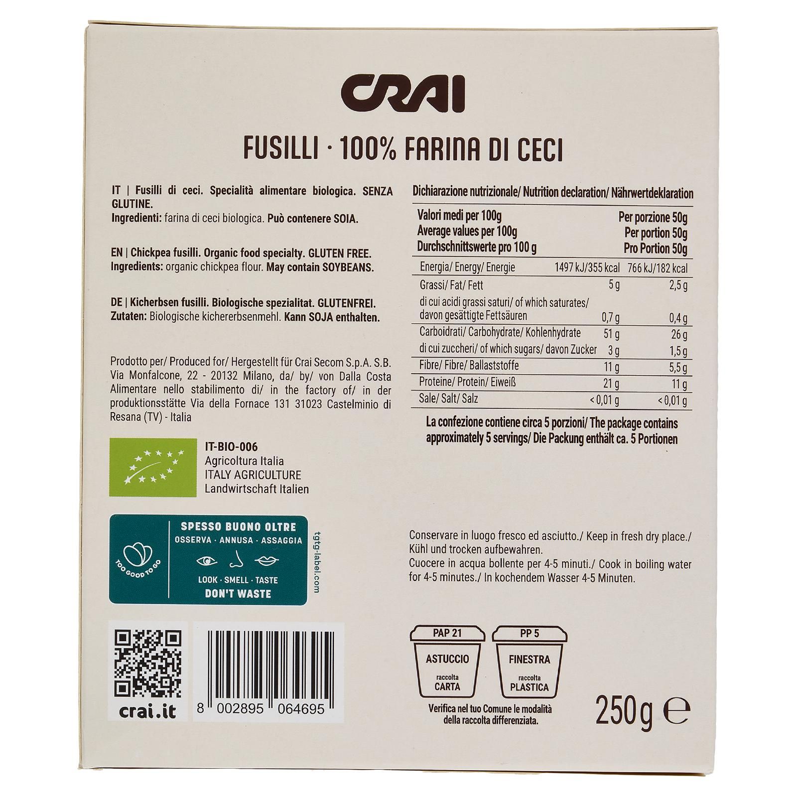 Crai Fusilli Di Ceci 250 g