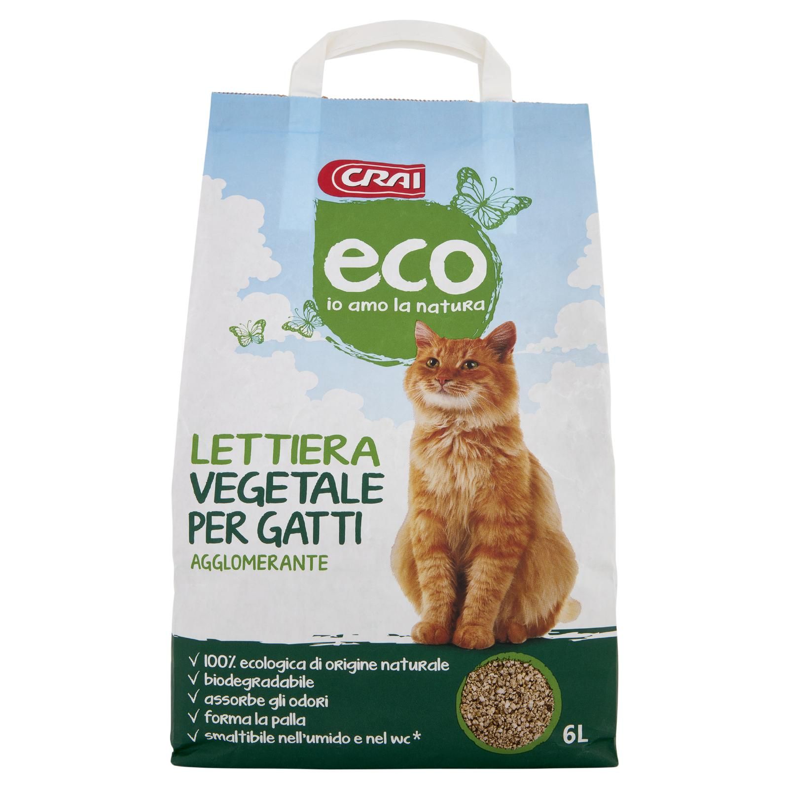 Crai eco Lettiera Vegetale per Gatti Agglomerante 6 L