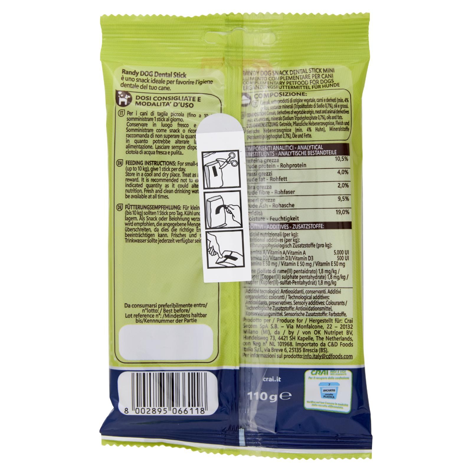 Crai Randy Dog Dental Stick mini taglia piccola 7 mini sticks 110 g