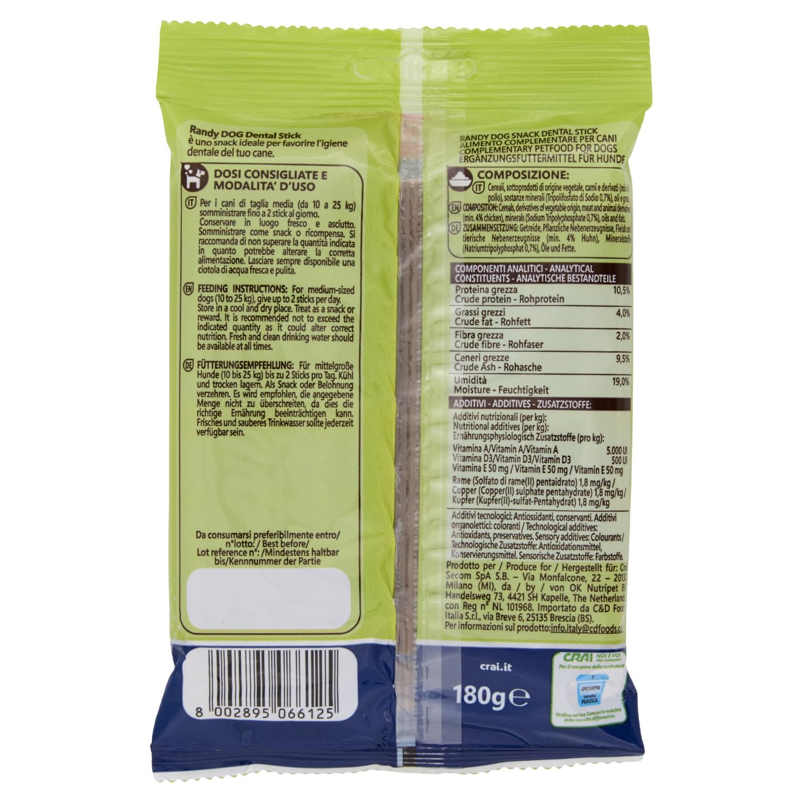 Crai Randy Dog Dental Stick Taglia Media 7 snack 180 g
