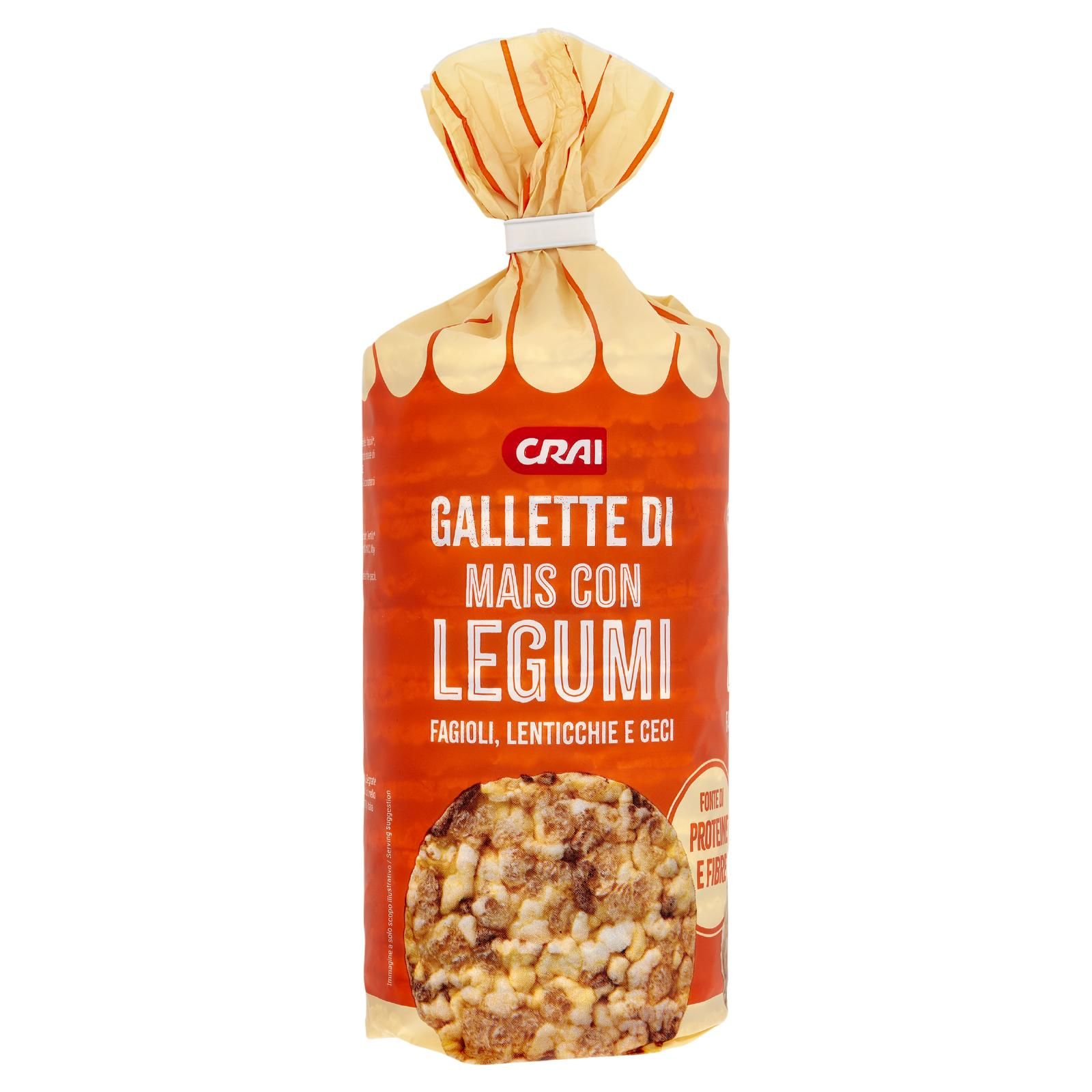 Crai Gallette Di Mais Con Legumi Fagioli, Lenticchie e Ceci 120 g