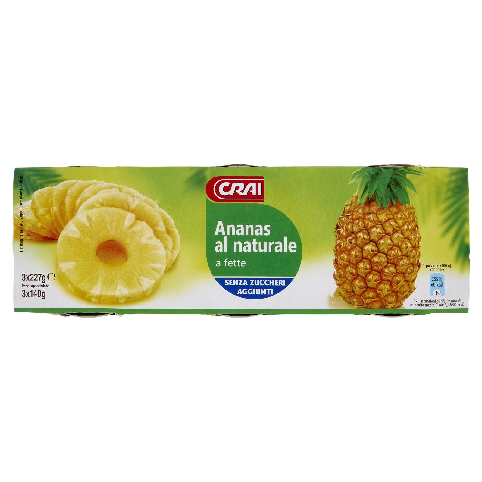 Crai Ananas al naturale a fette 3 x 227 g
