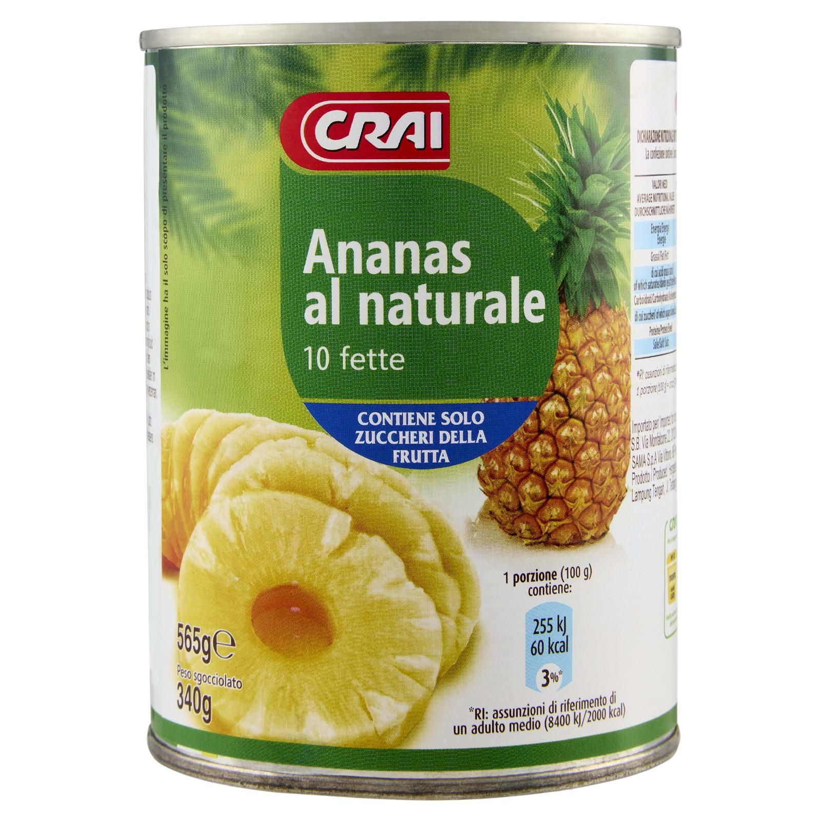 Crai Ananas al naturale 10 fette 565 g