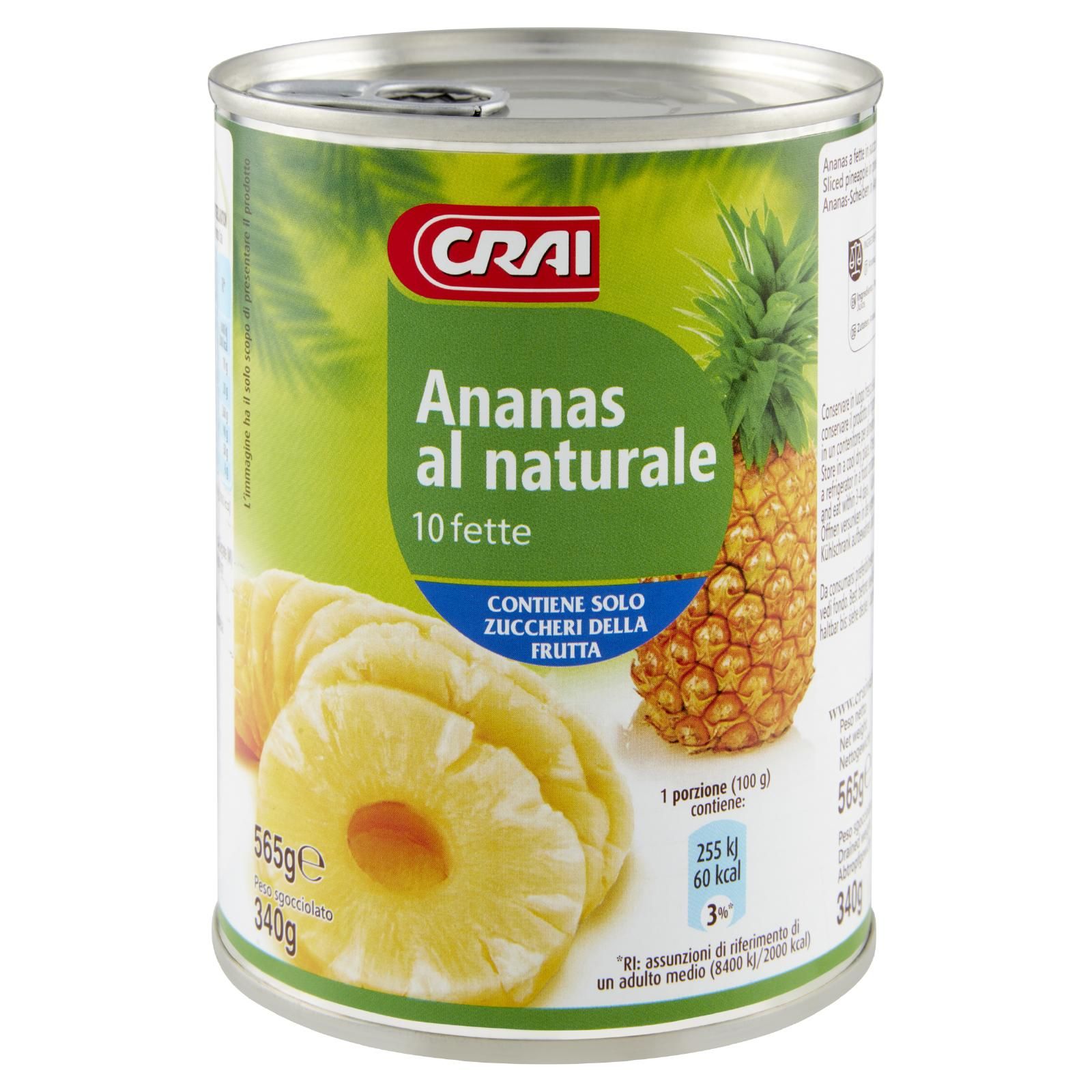 Crai Ananas al naturale 10 fette 565 g