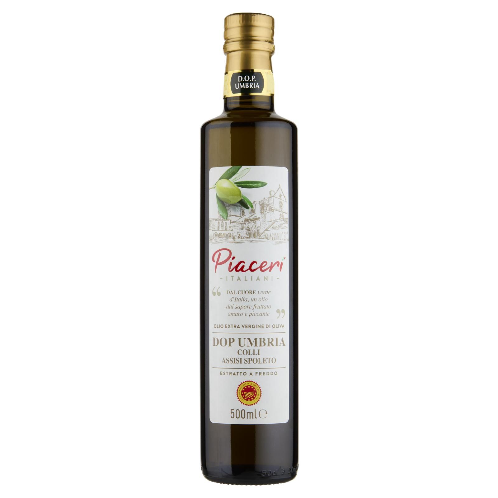 Piaceri Italiani Olio Extra Vergine di Oliva DOP Umbria Colli Assisi Spoleto 500 ml