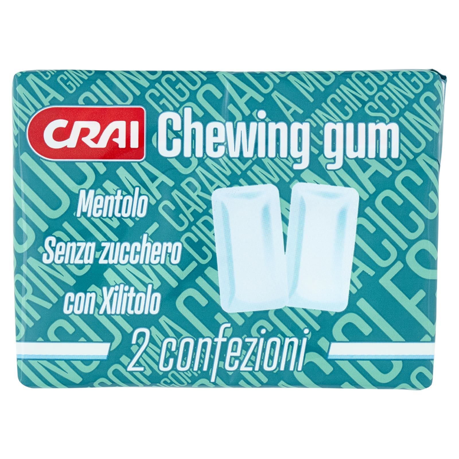 Crai Chewing gum Mentolo Senza zucchero con Xilitolo 2 x 30 g