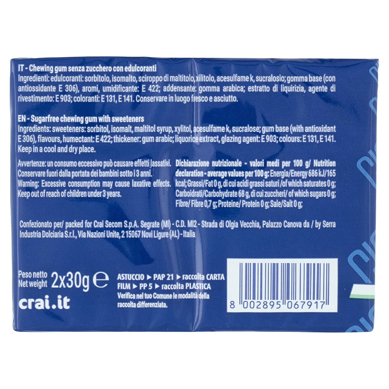 Crai Chewing gum Menta e liquirizia Senza zucchero 2 x 30 g