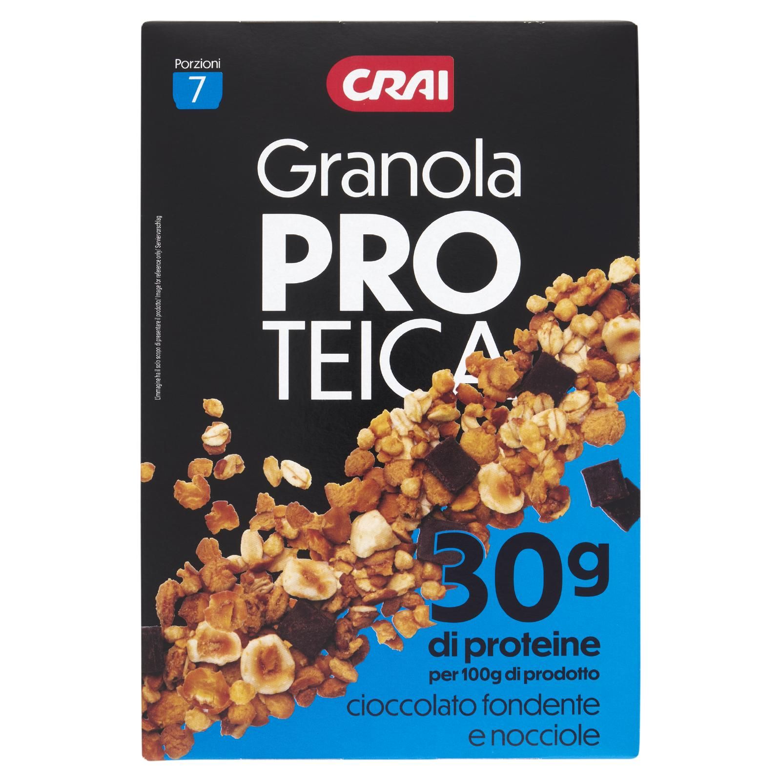 Crai Granola Proteica 30g di proteine cioccolato fondente e nocciole 300 g