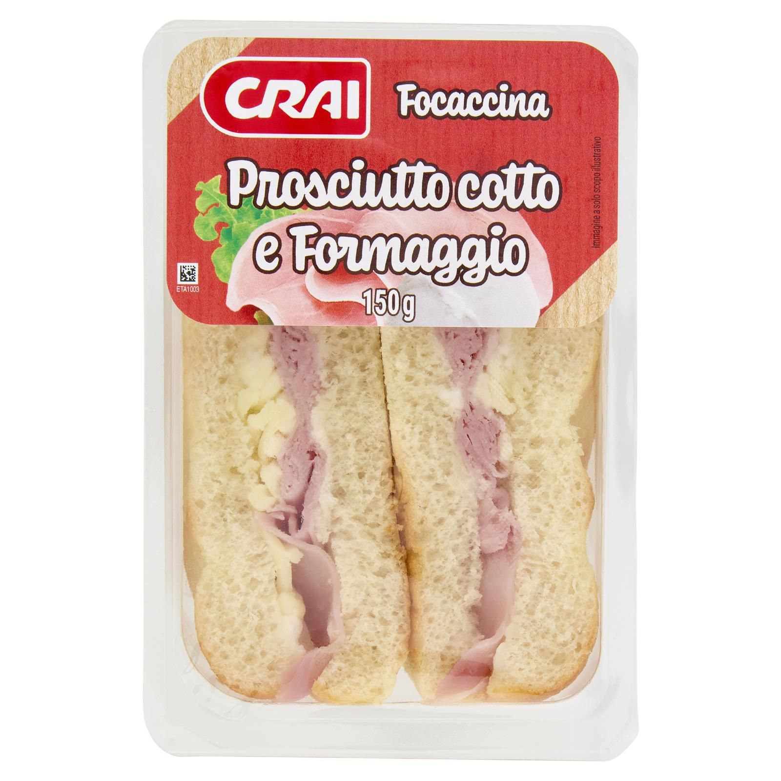 Crai Focaccina Prosciutto cotto e Formaggio 150 g