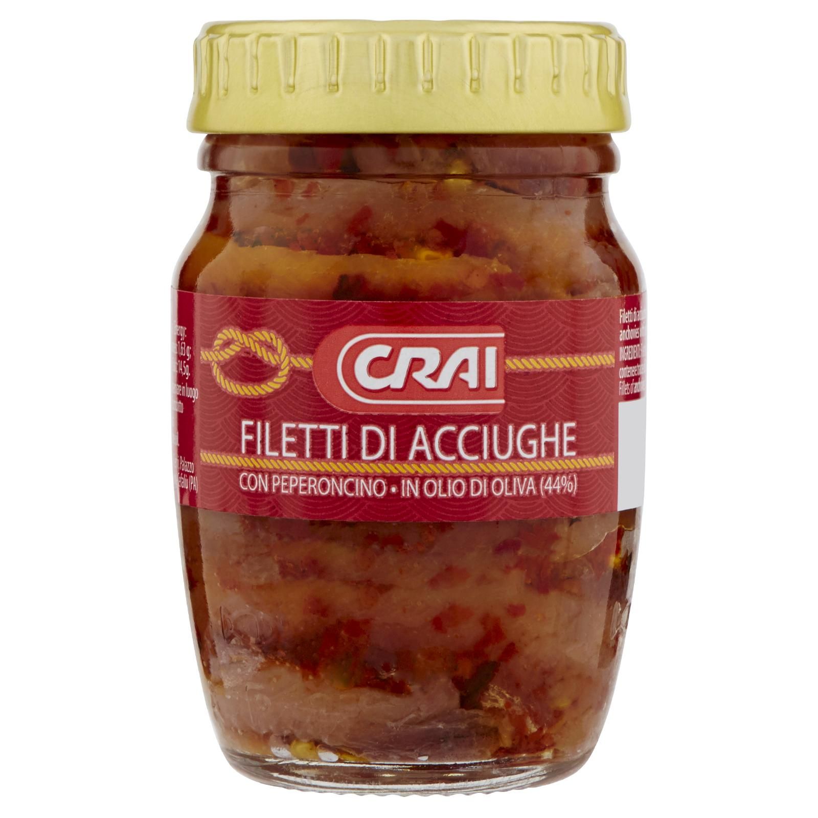Crai Filetti Di Acciughe Con Peperoncino In Olio Di Oliva (44%) 90 g