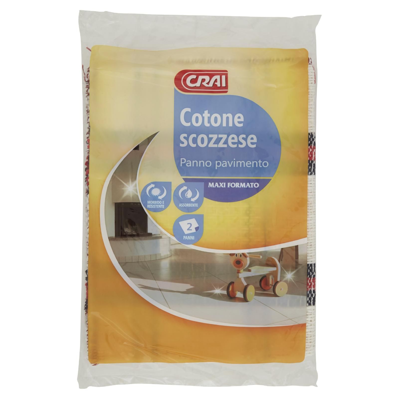 Crai Cotone scozzese Panno Pavimento cm 43 x 60 2 pz